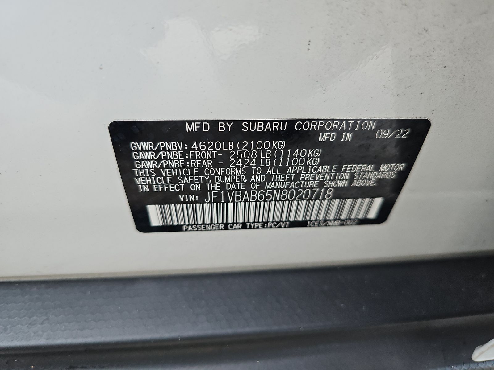 2022 Subaru WRX Base AWD