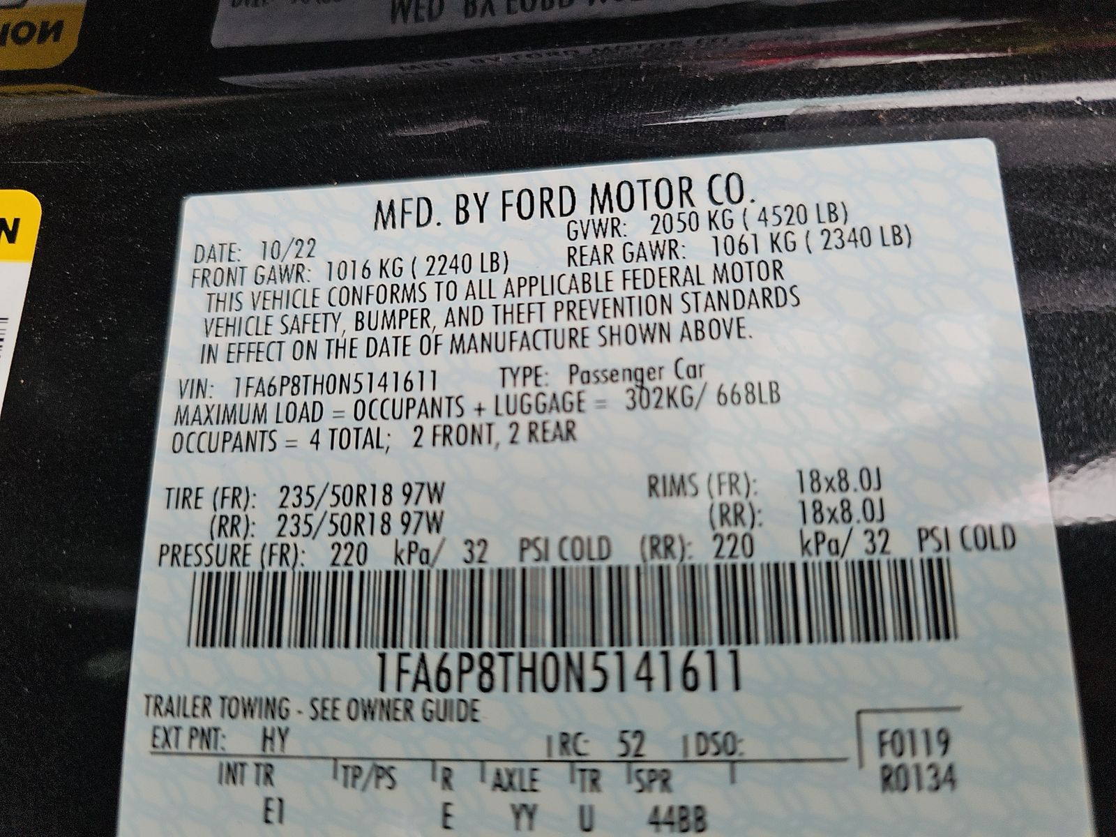 2022 Ford Mustang EcoBoost Premium RWD