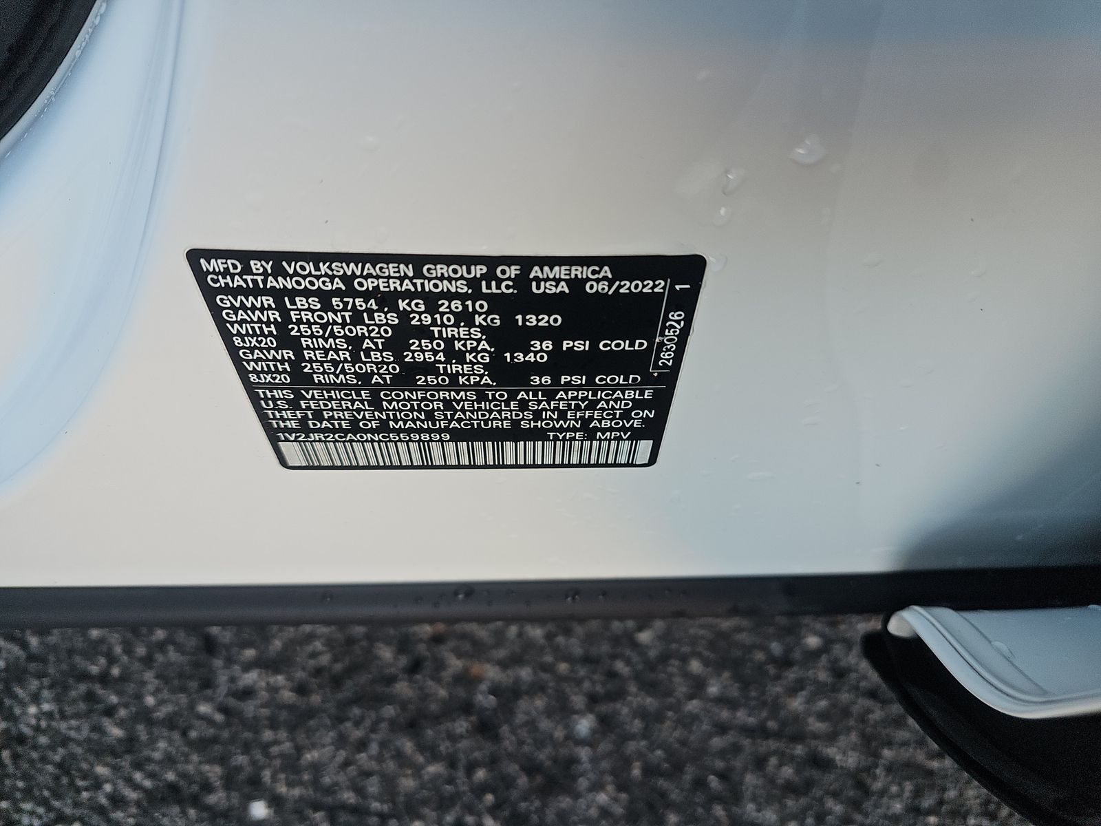 2022 Volkswagen Atlas 3.6L SE FWD