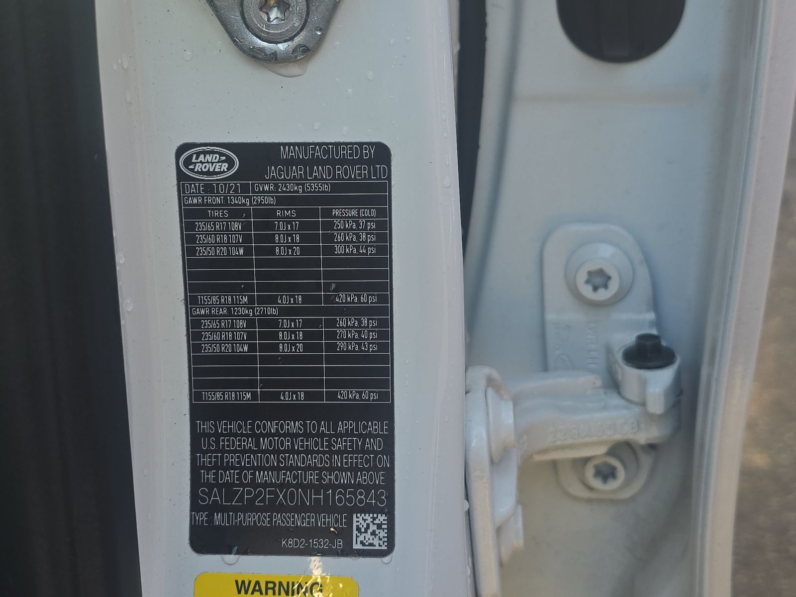 2022 Land Rover Range Rover Evoque SE AWD