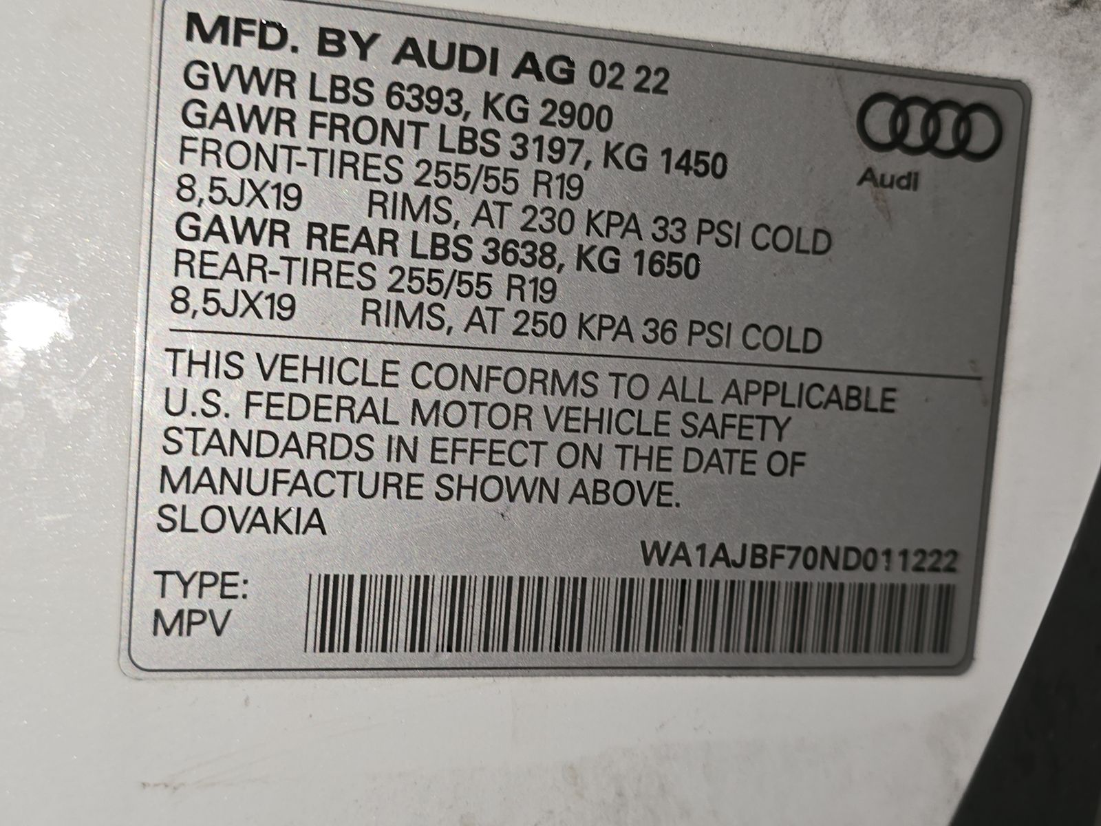 2022 Audi Q7 Premium AWD