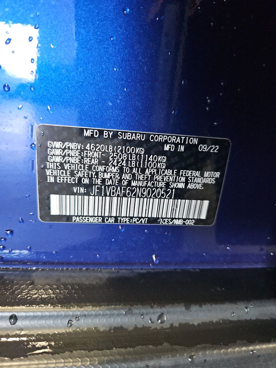 2022 Subaru WRX Premium AWD