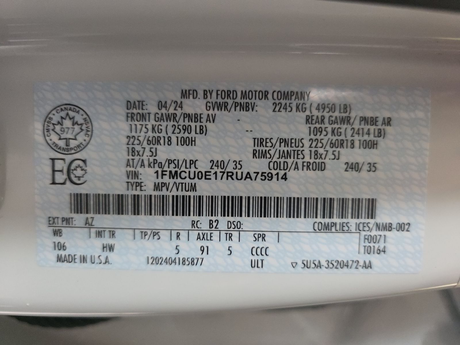 2024 Ford Escape Active SUV FWD