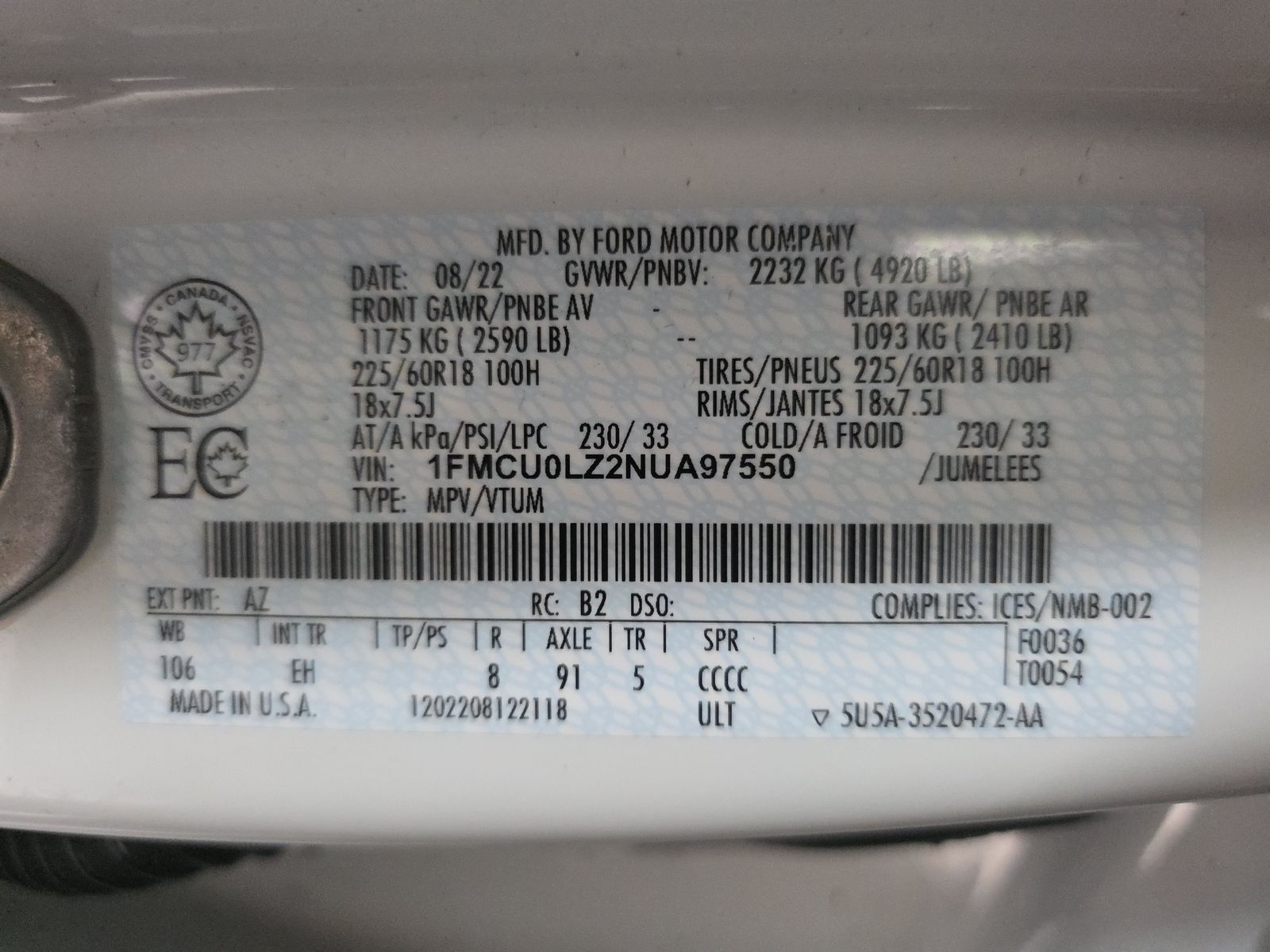 2022 Ford Escape Plug-In Hybrid Titanium FWD