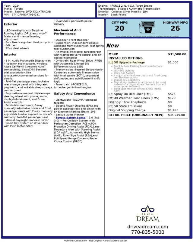 2024 Toyota Tacoma SR RWD