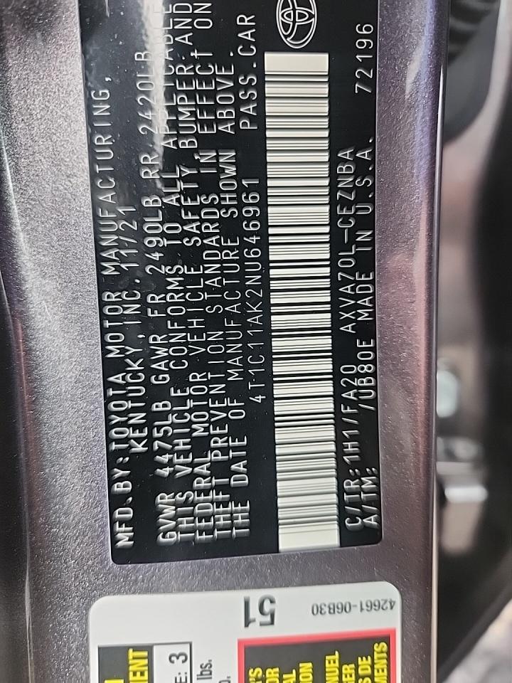 2022 Toyota Camry LE FWD