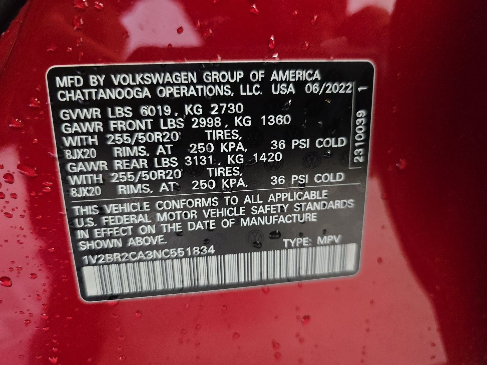 2022 Volkswagen Atlas 3.6L SEL AWD