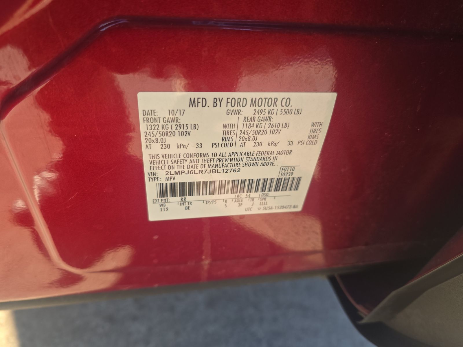 2018 Lincoln MKX Reserve FWD