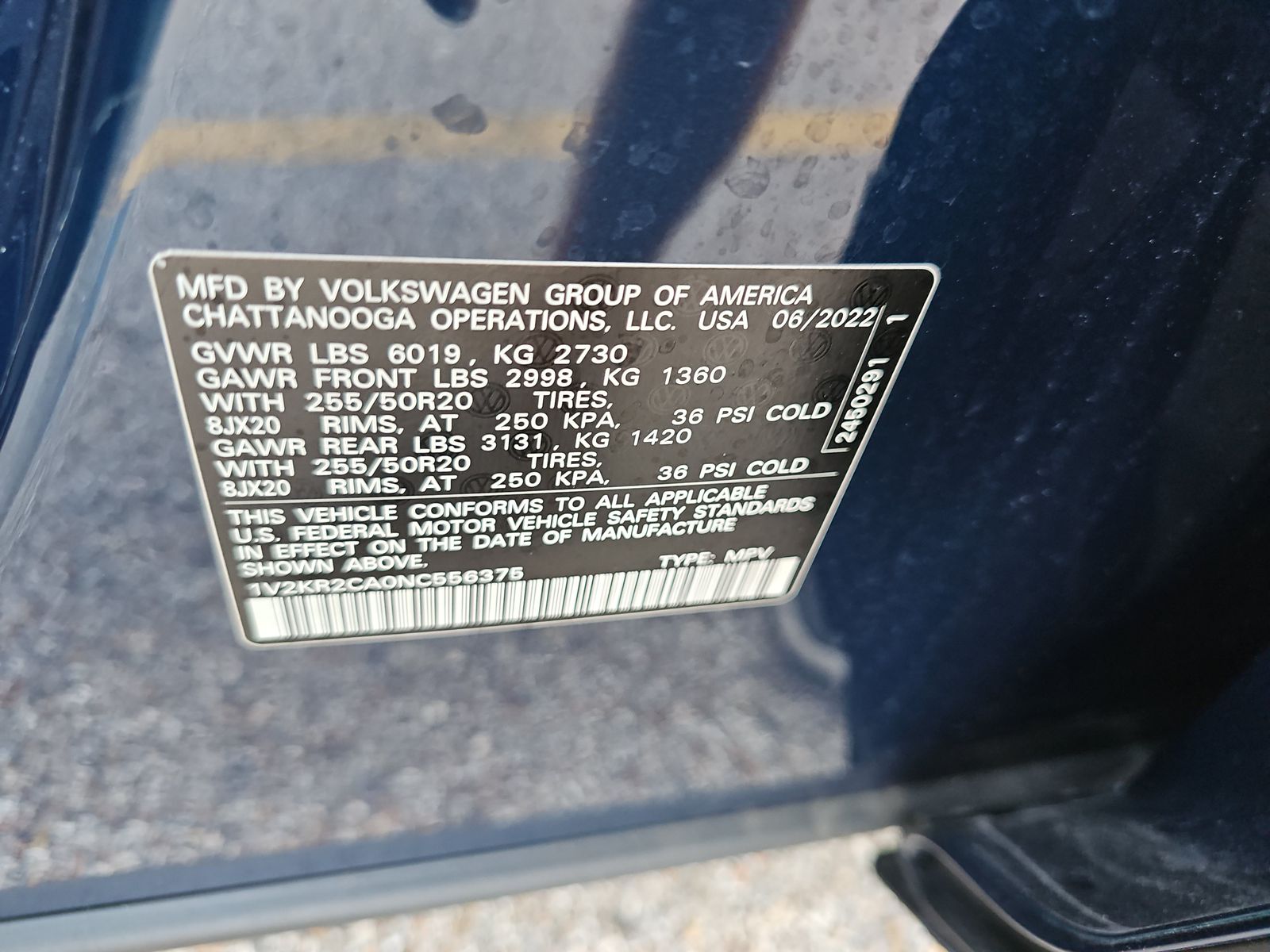 2022 Volkswagen Atlas 3.6L SE AWD