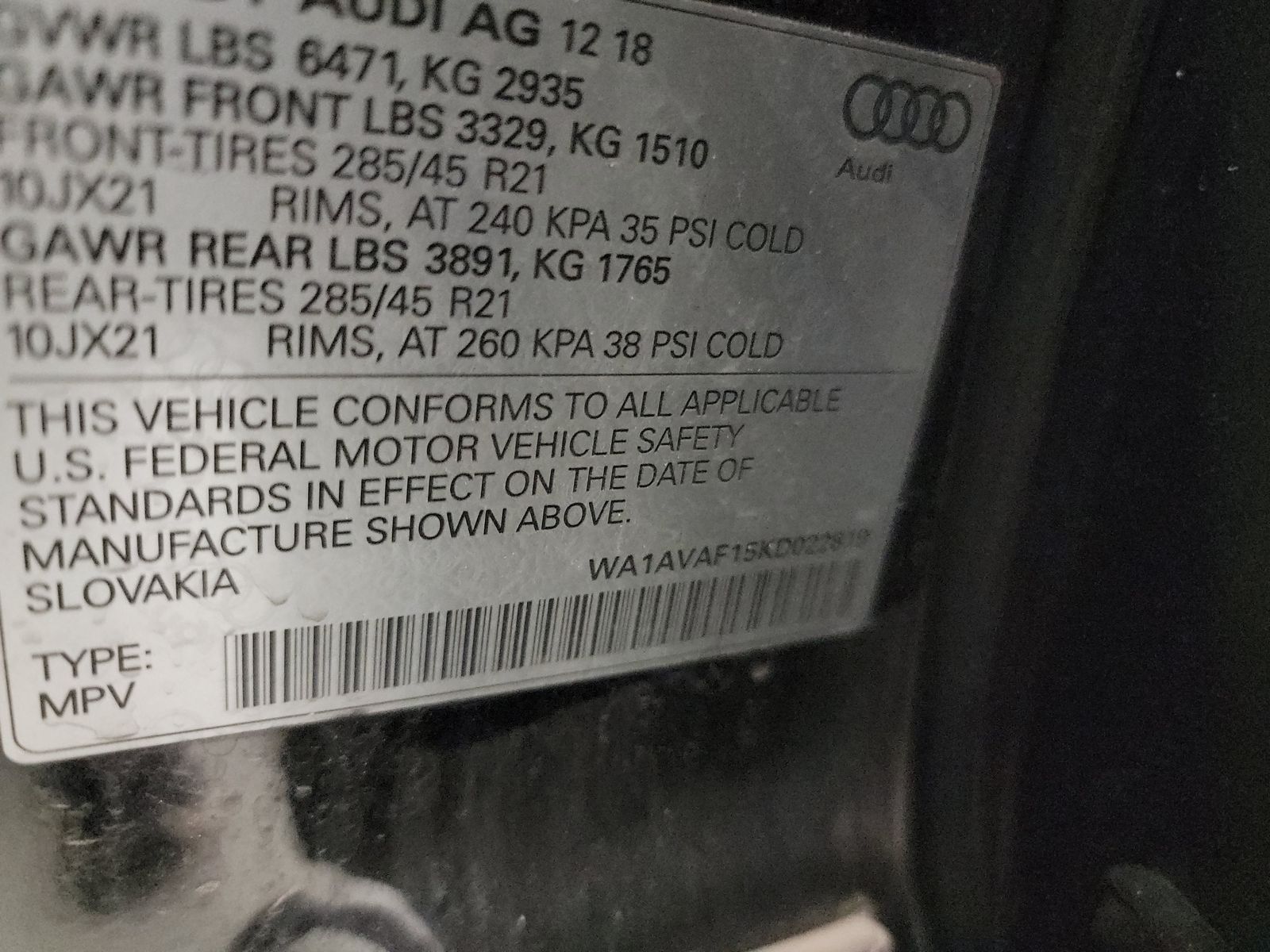 2019 Audi Q8 Premium AWD