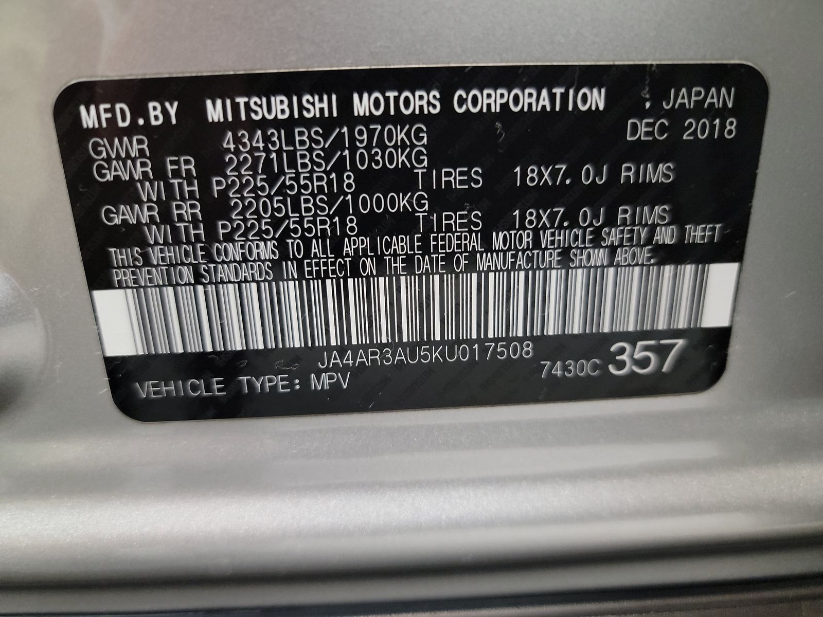 2019 Mitsubishi Outlander Sport SE AWD