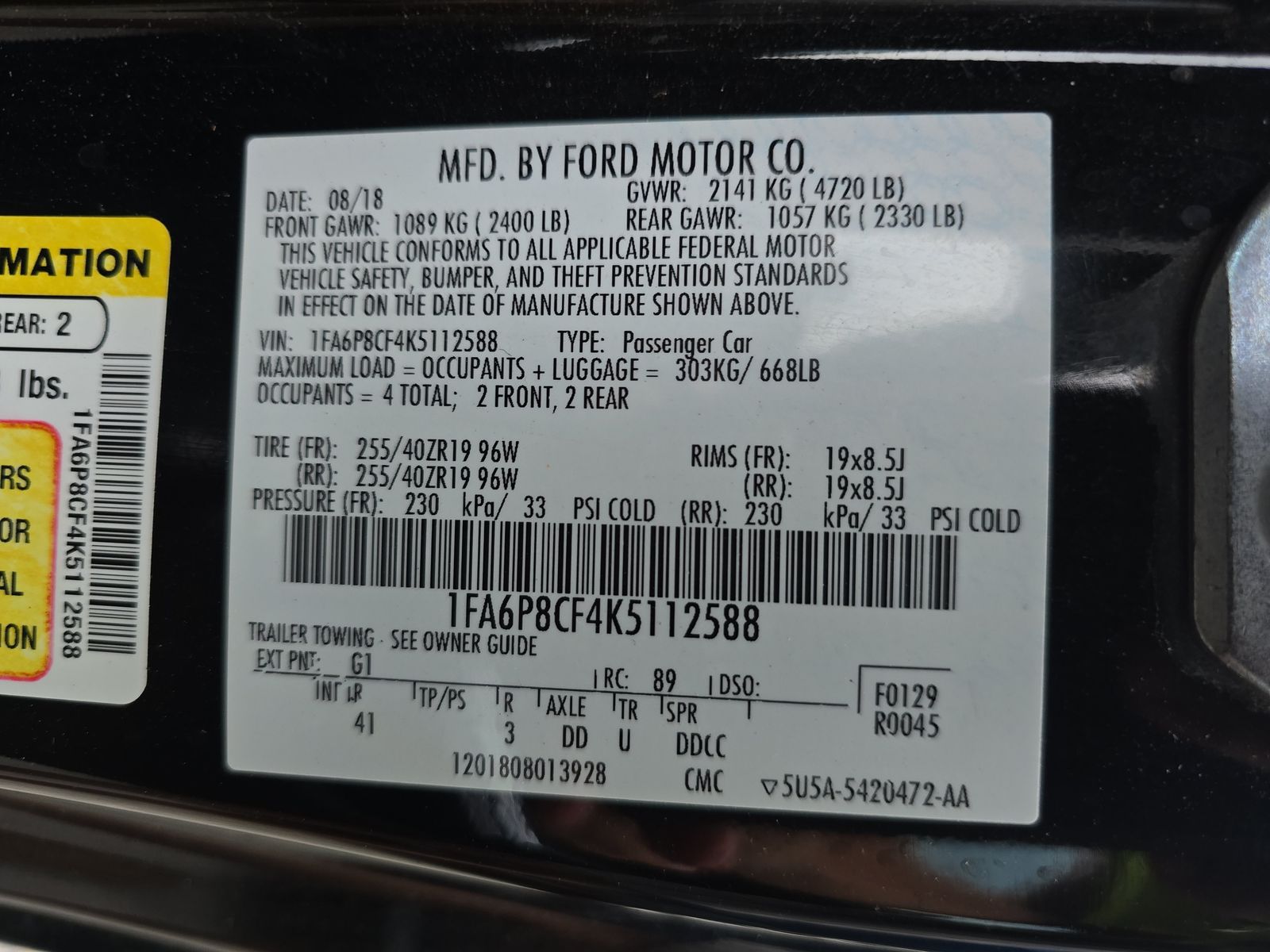 2019 Ford Mustang GT Premium RWD