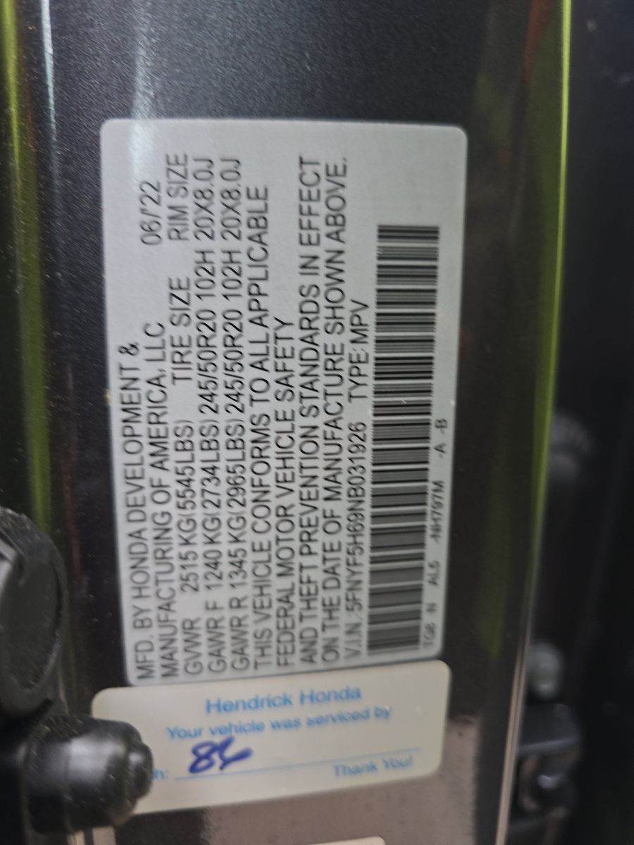 2022 Honda Pilot Touring FWD