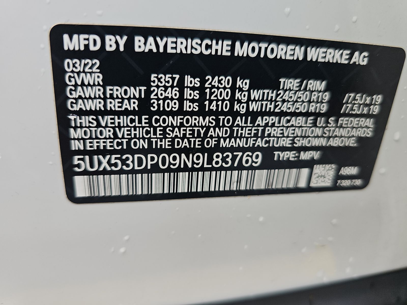 2022 BMW X3 xDrive30i AWD