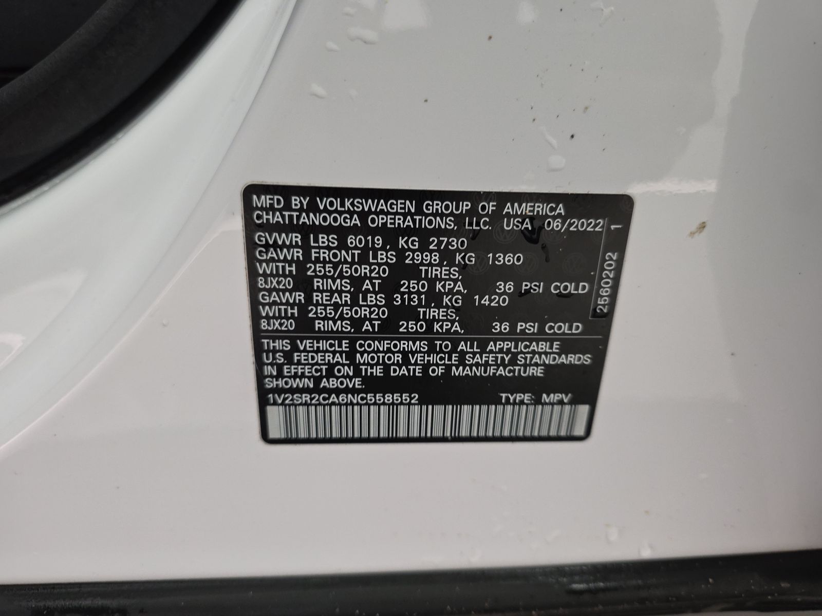 2022 Volkswagen Atlas 3.6L SEL R-Line Black AWD