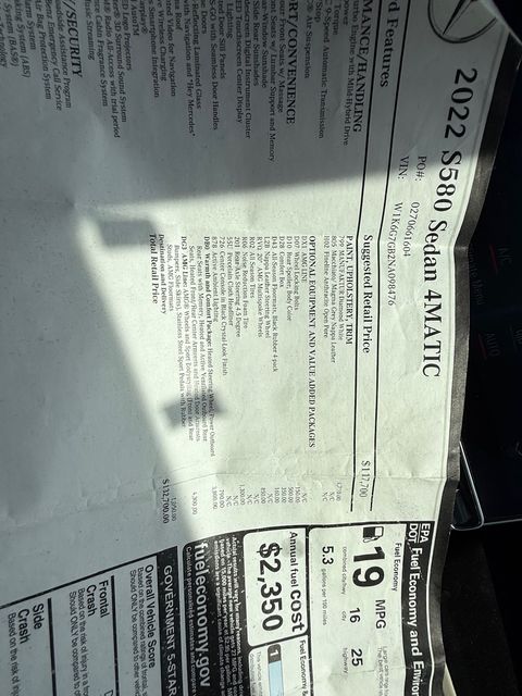 2022 Mercedes-Benz S-Class S 580 AWD