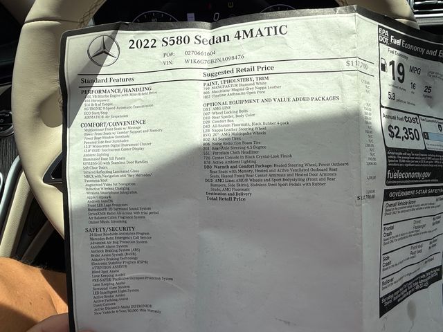 2022 Mercedes-Benz S-Class S 580 AWD