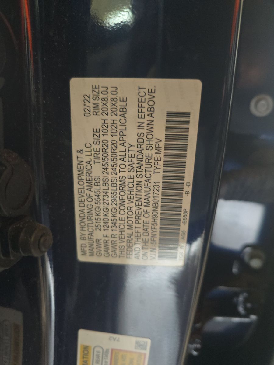 2022 Honda Pilot Touring FWD