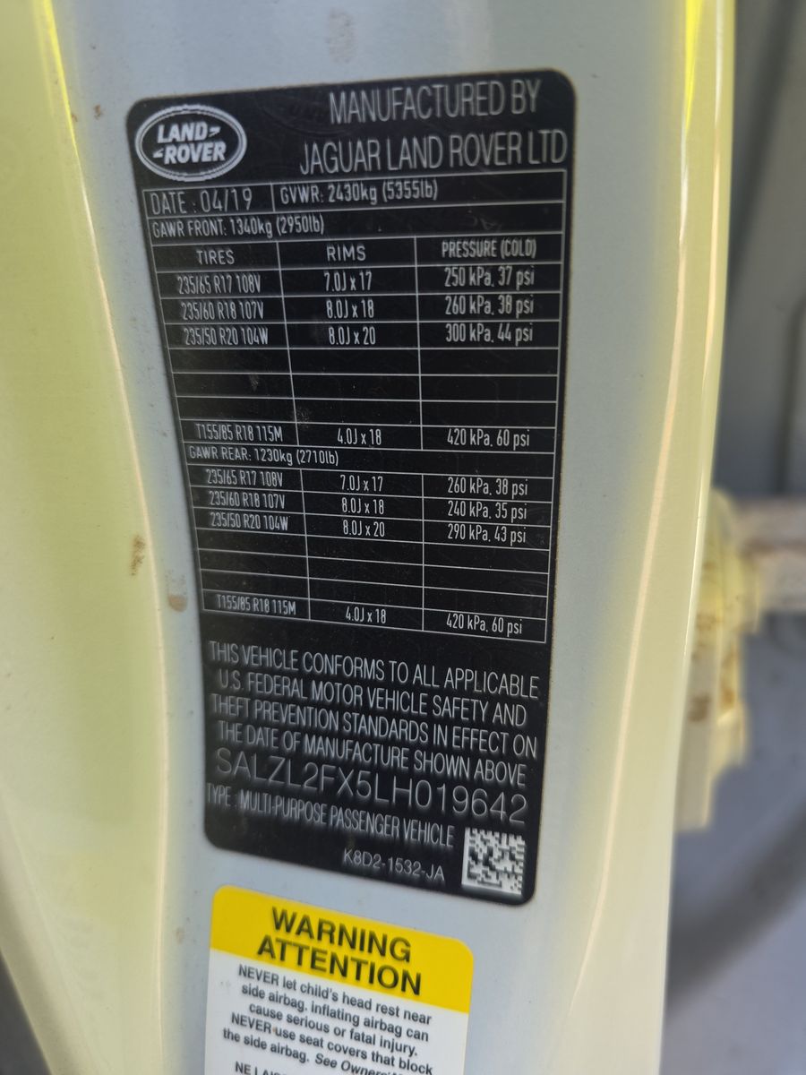 2020 Land Rover Range Rover Evoque First Edition AWD