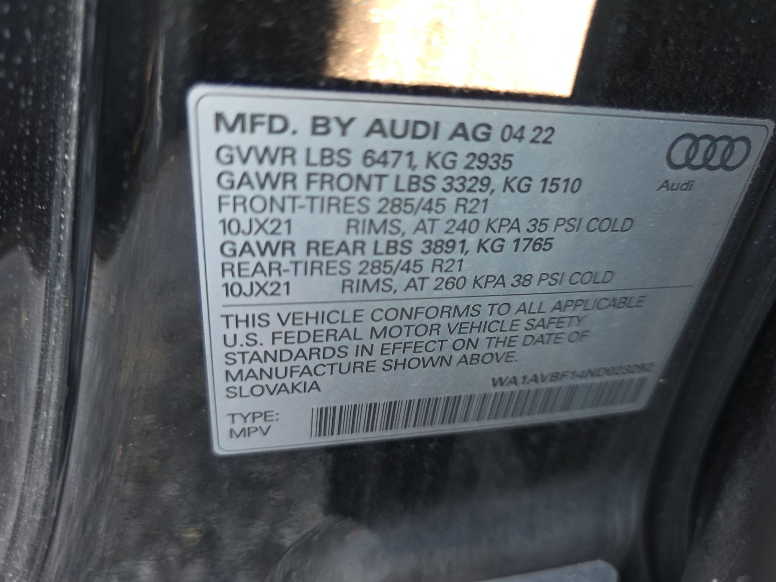 2022 Audi Q8 Premium AWD