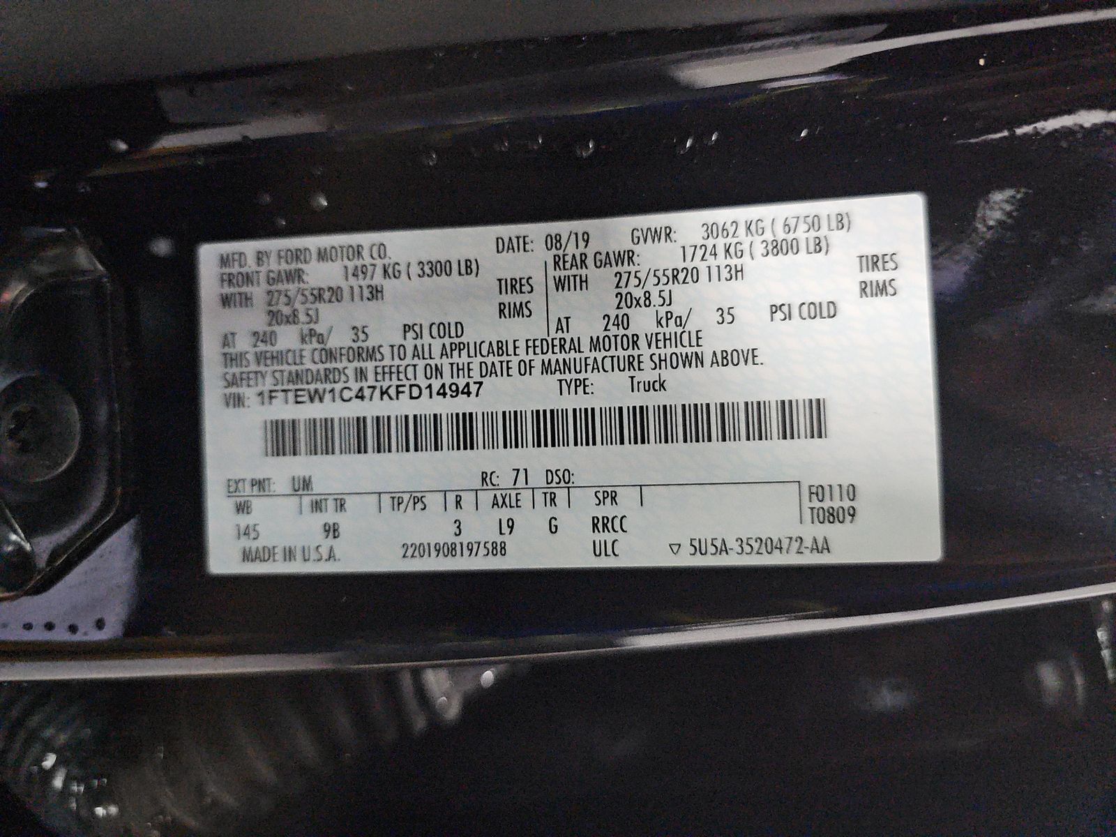 2019 Ford F-150 Platinum RWD