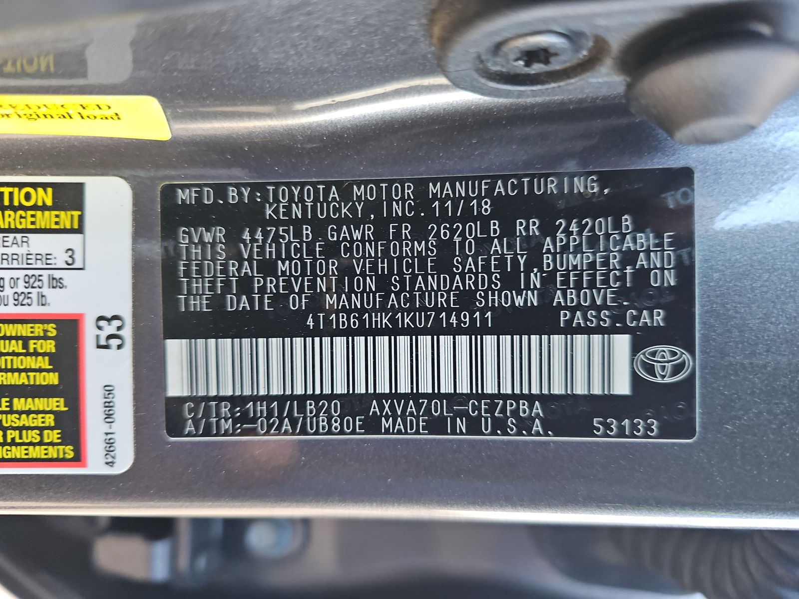 2019 Toyota Camry XSE FWD