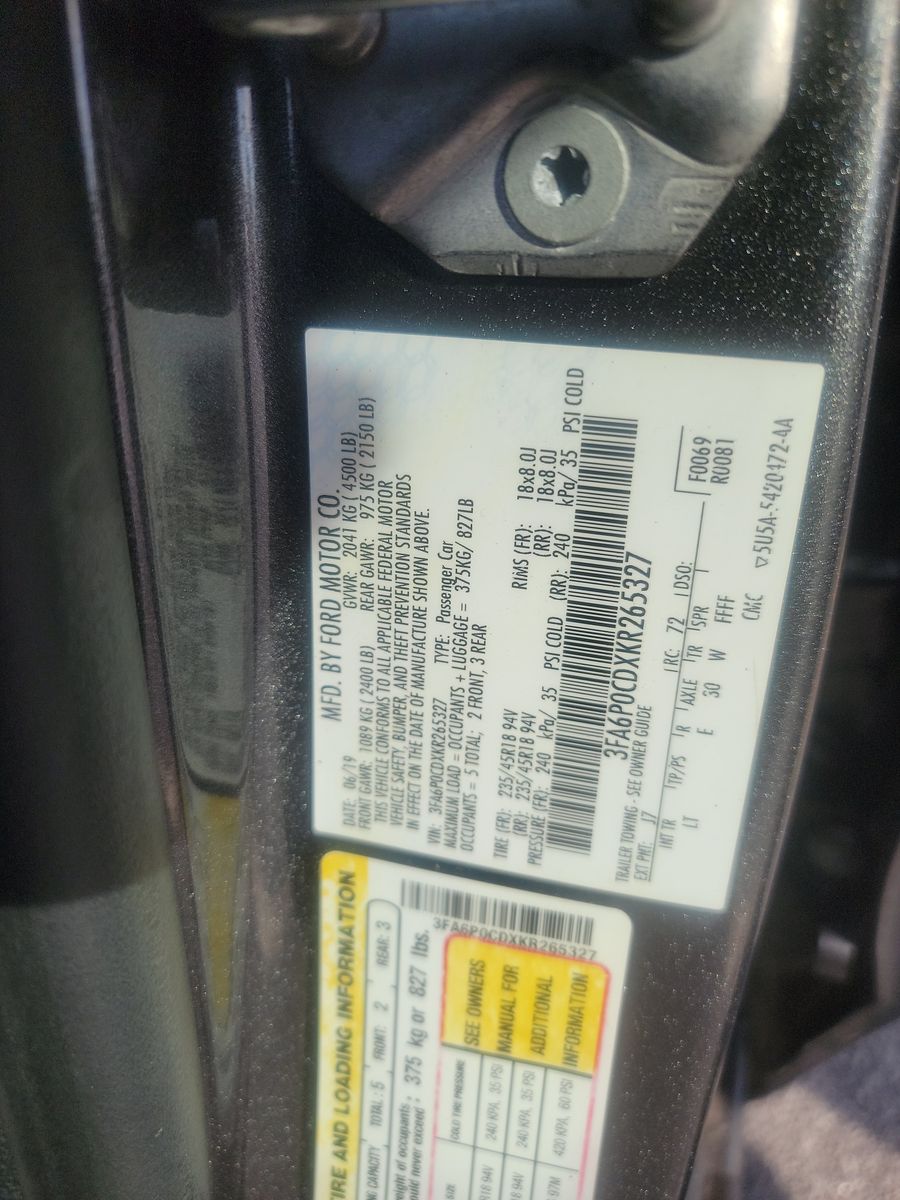 2019 Ford Fusion SEL FWD