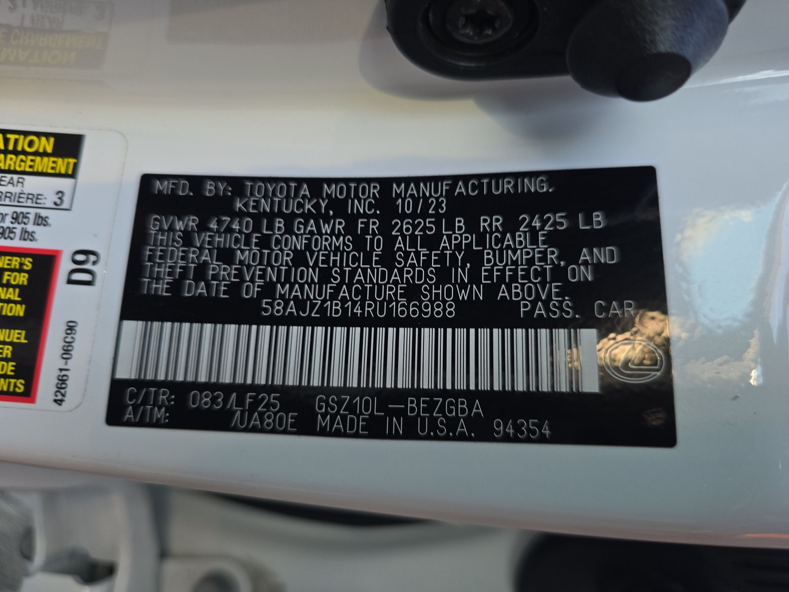 2024 Lexus ES ES 350 F SPORT Handling FWD