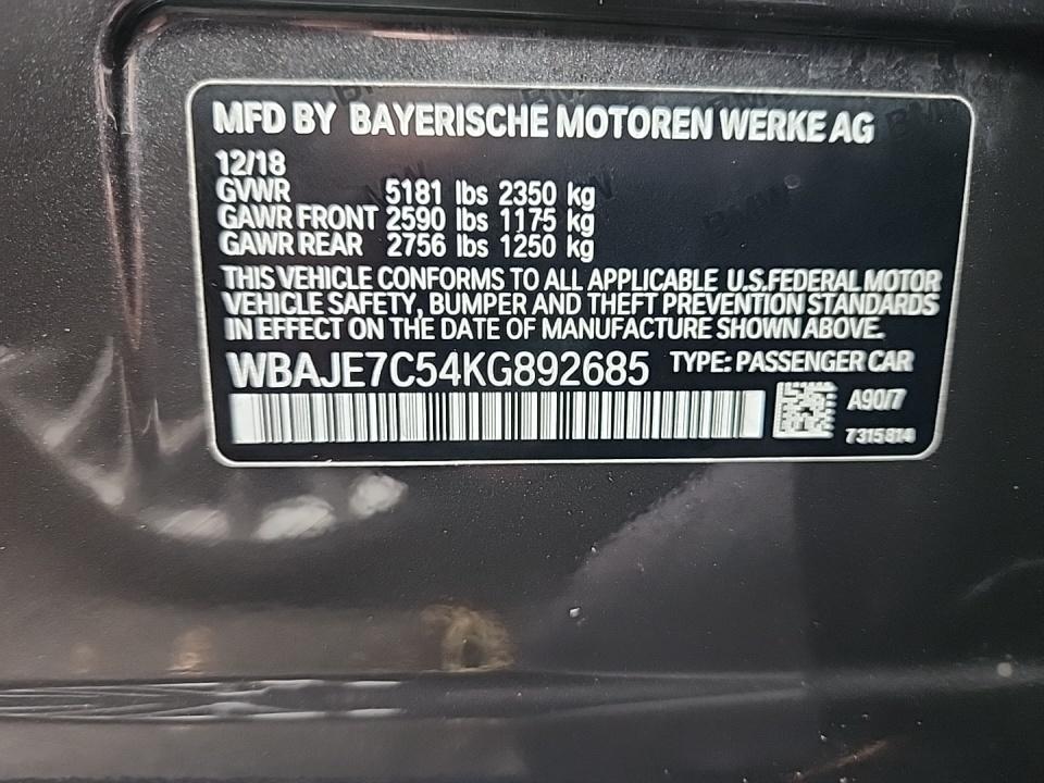 2019 BMW 5 Series 540i xDrive AWD