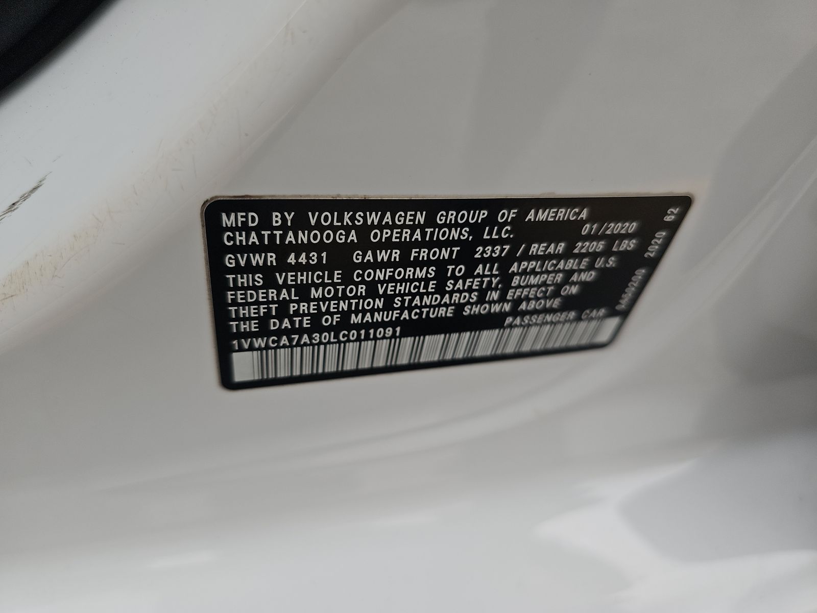 2020 Volkswagen Passat 2.0T SEL FWD