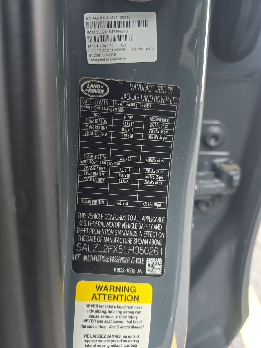 2020 Land Rover Range Rover Evoque First Edition AWD