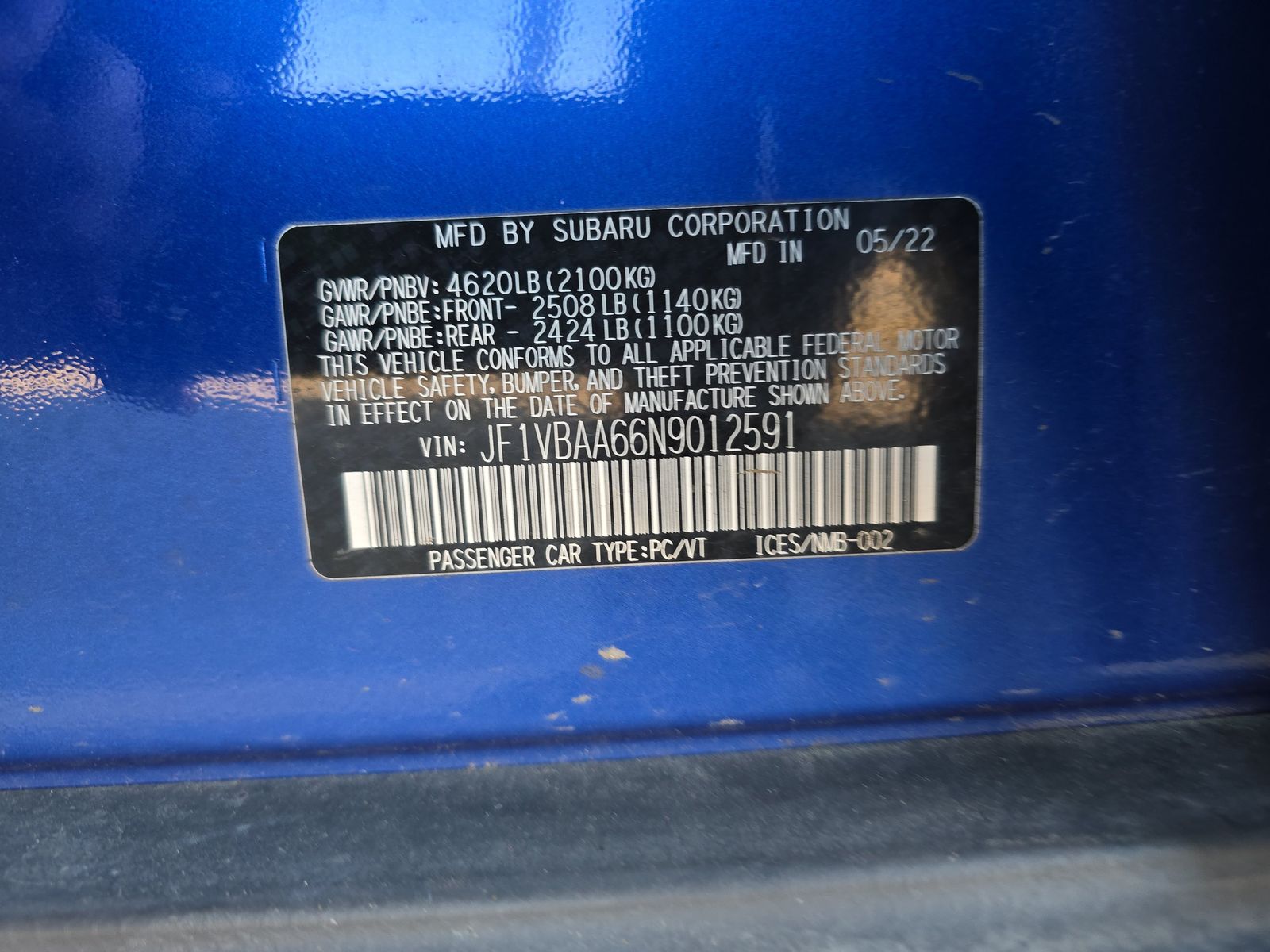 2022 Subaru WRX Base AWD