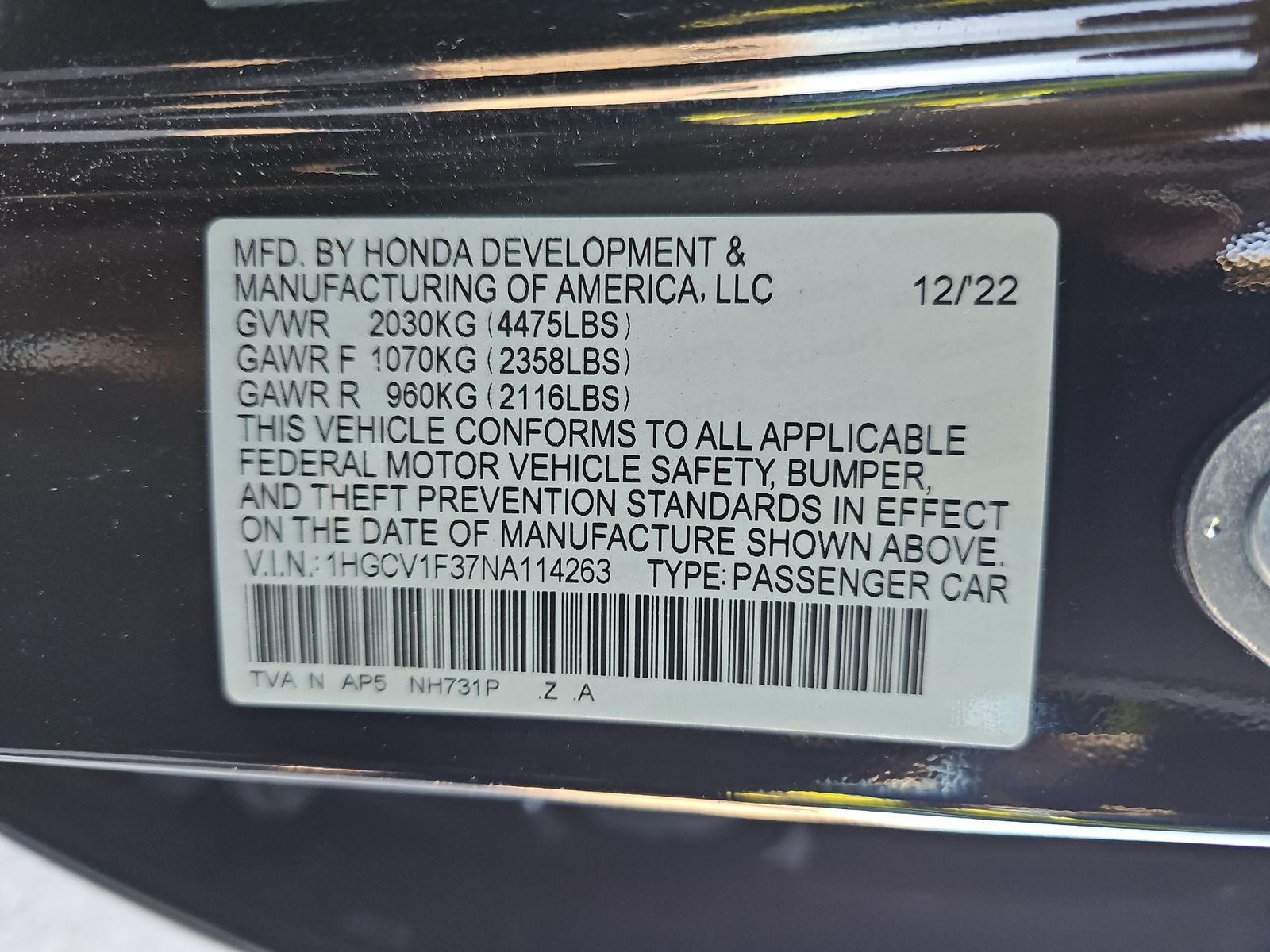 2022 Honda Accord Sport FWD