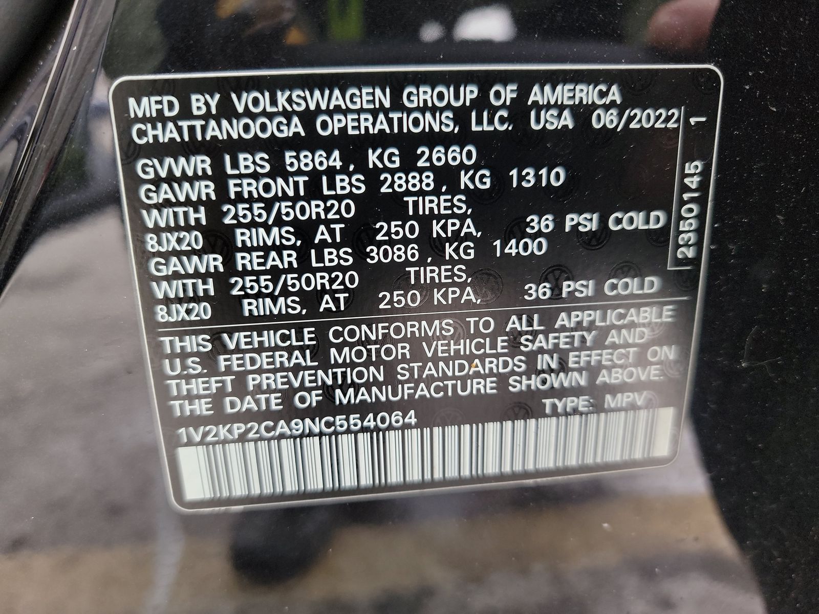 2022 Volkswagen Atlas 2.0T SE AWD