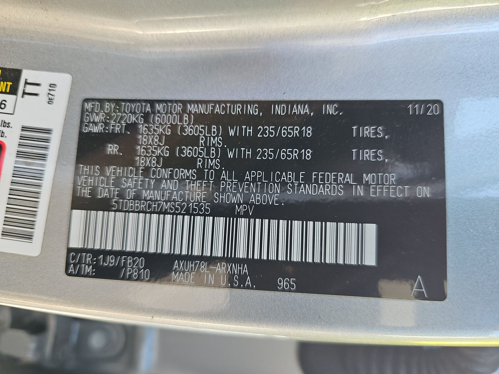 2021 Toyota Highlander Hybrid LE AWD