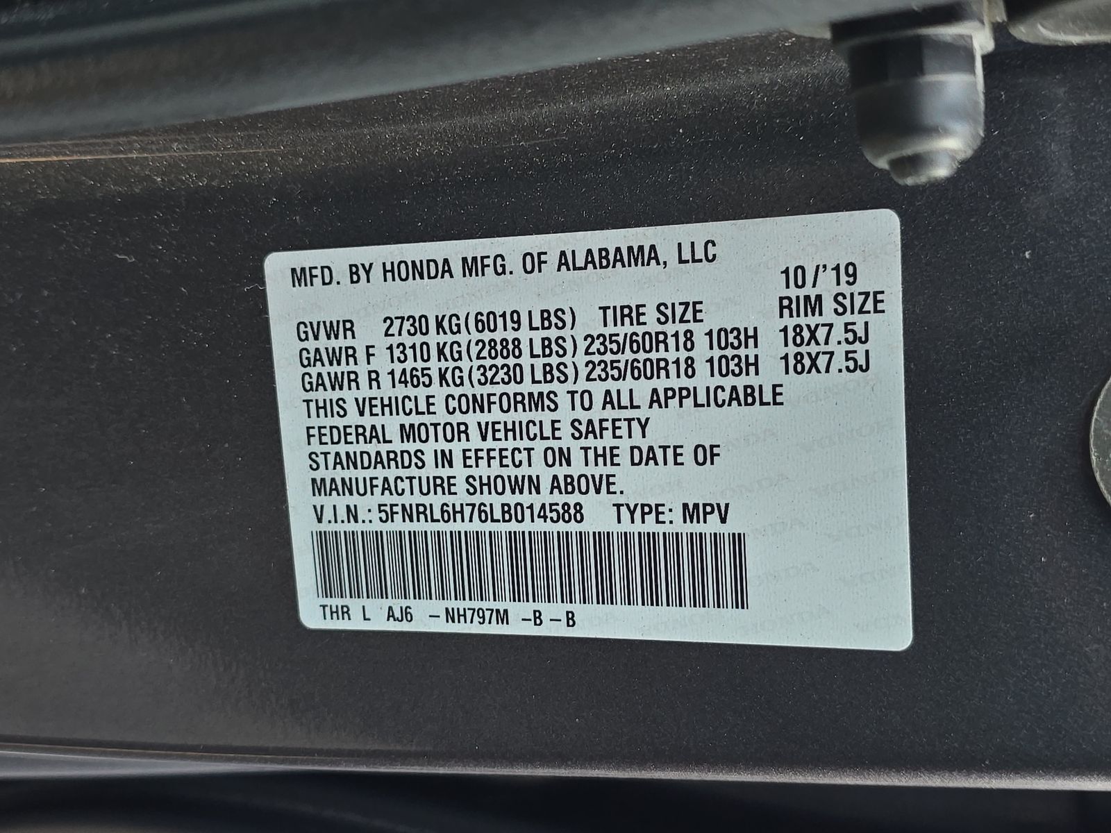 2020 Honda Odyssey EX-L FWD