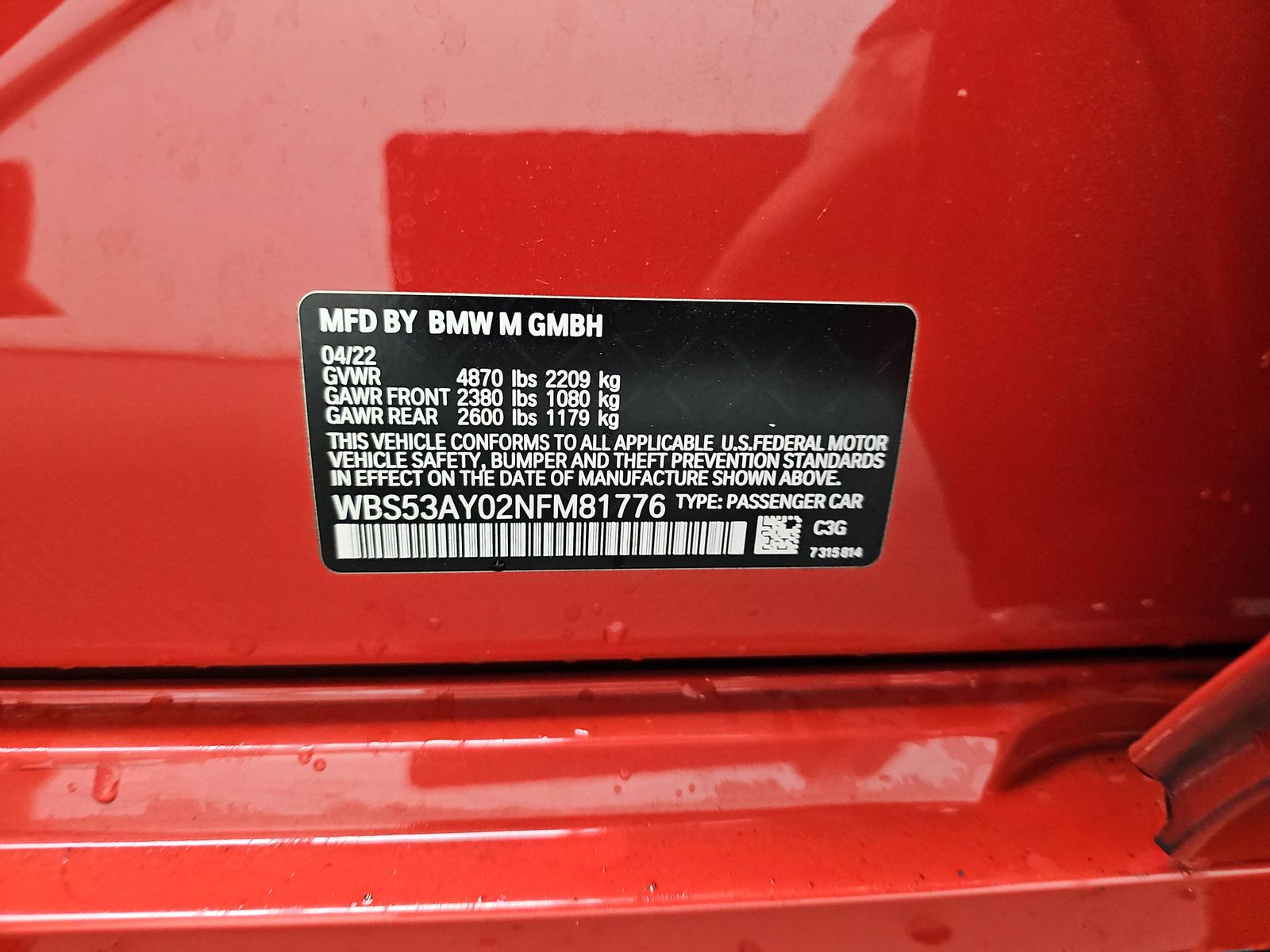 2022 BMW M3 Base RWD