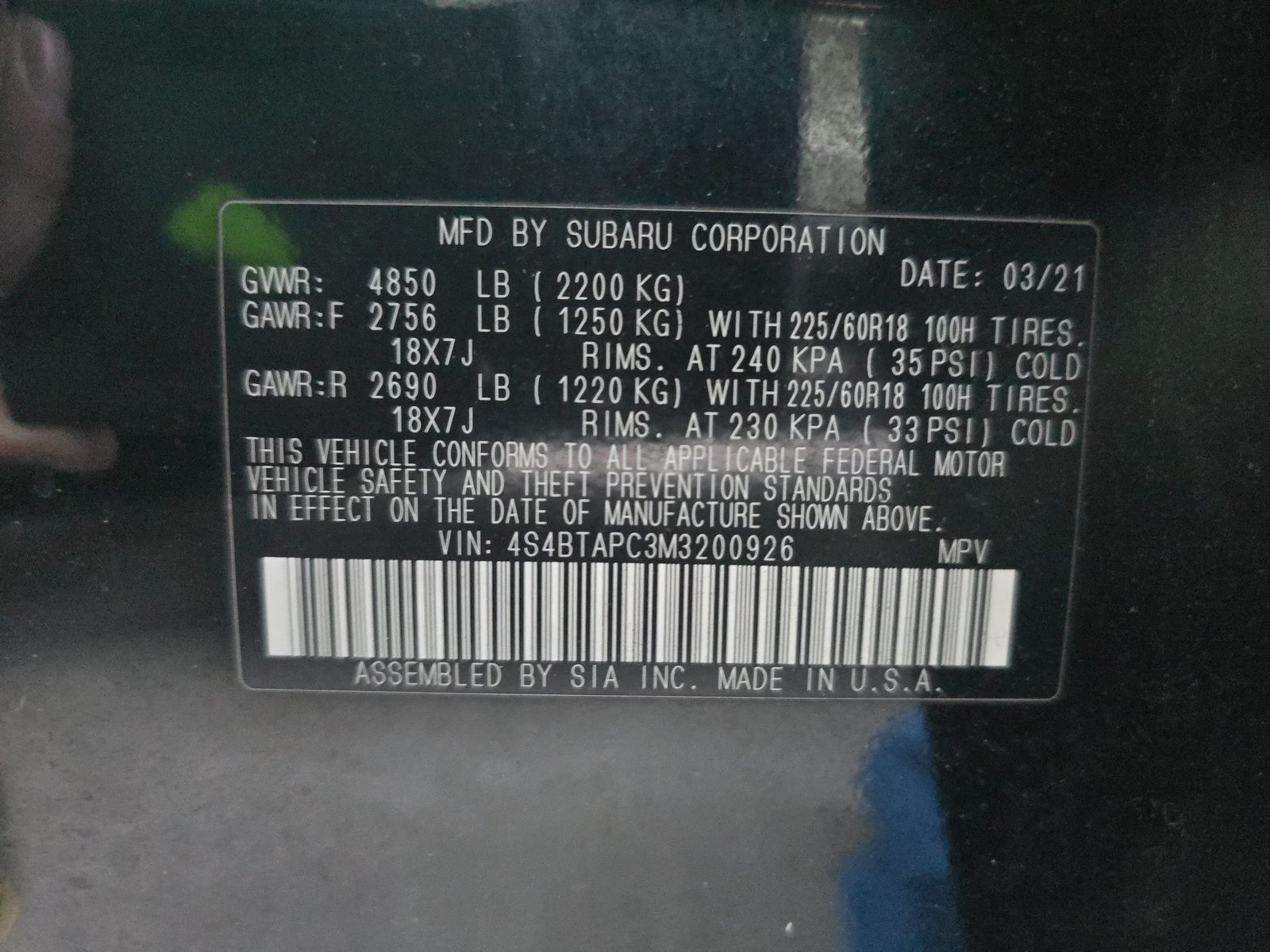 2021 Subaru Outback Touring AWD