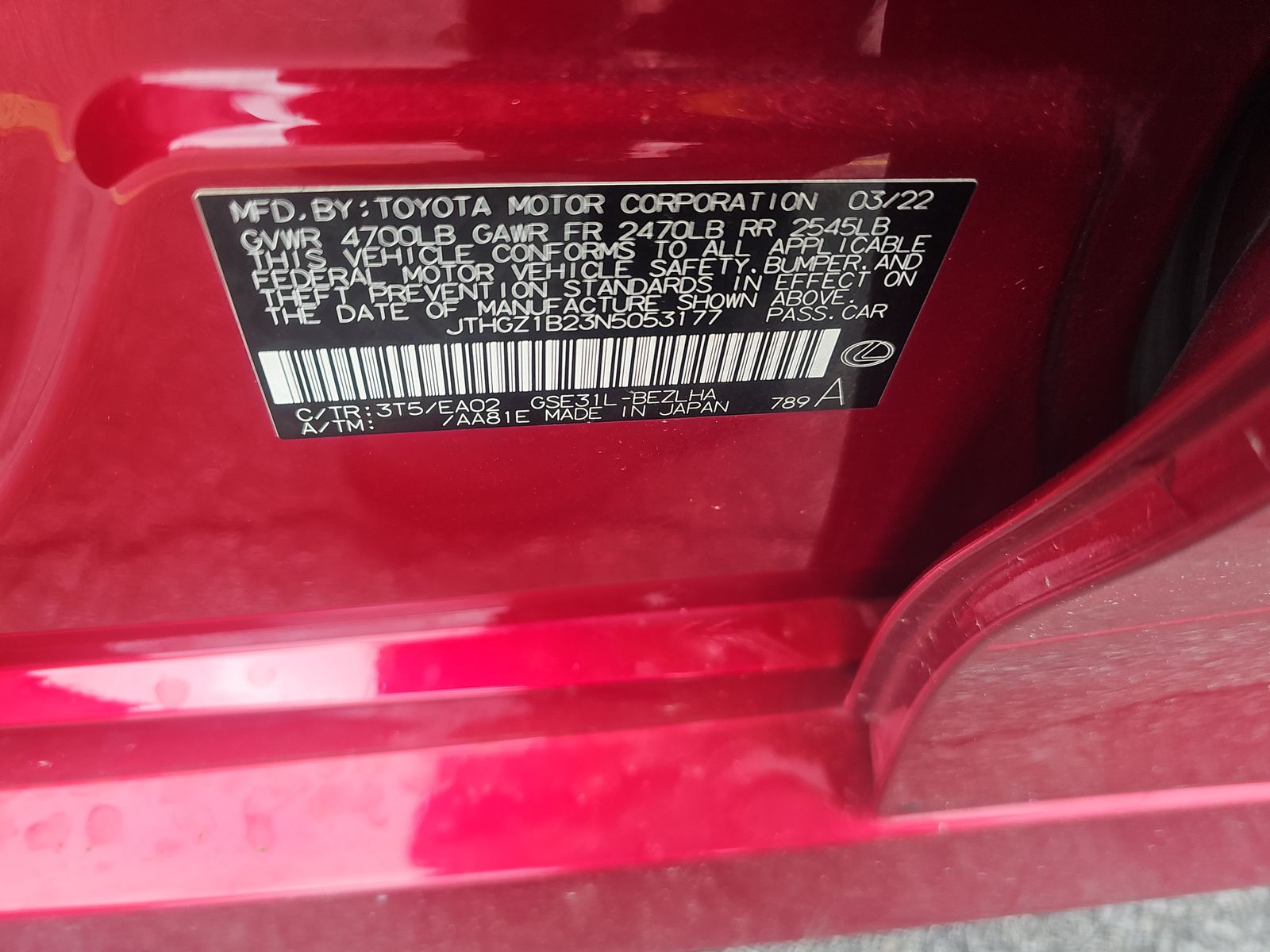 2022 Lexus IS IS 350 F SPORT RWD