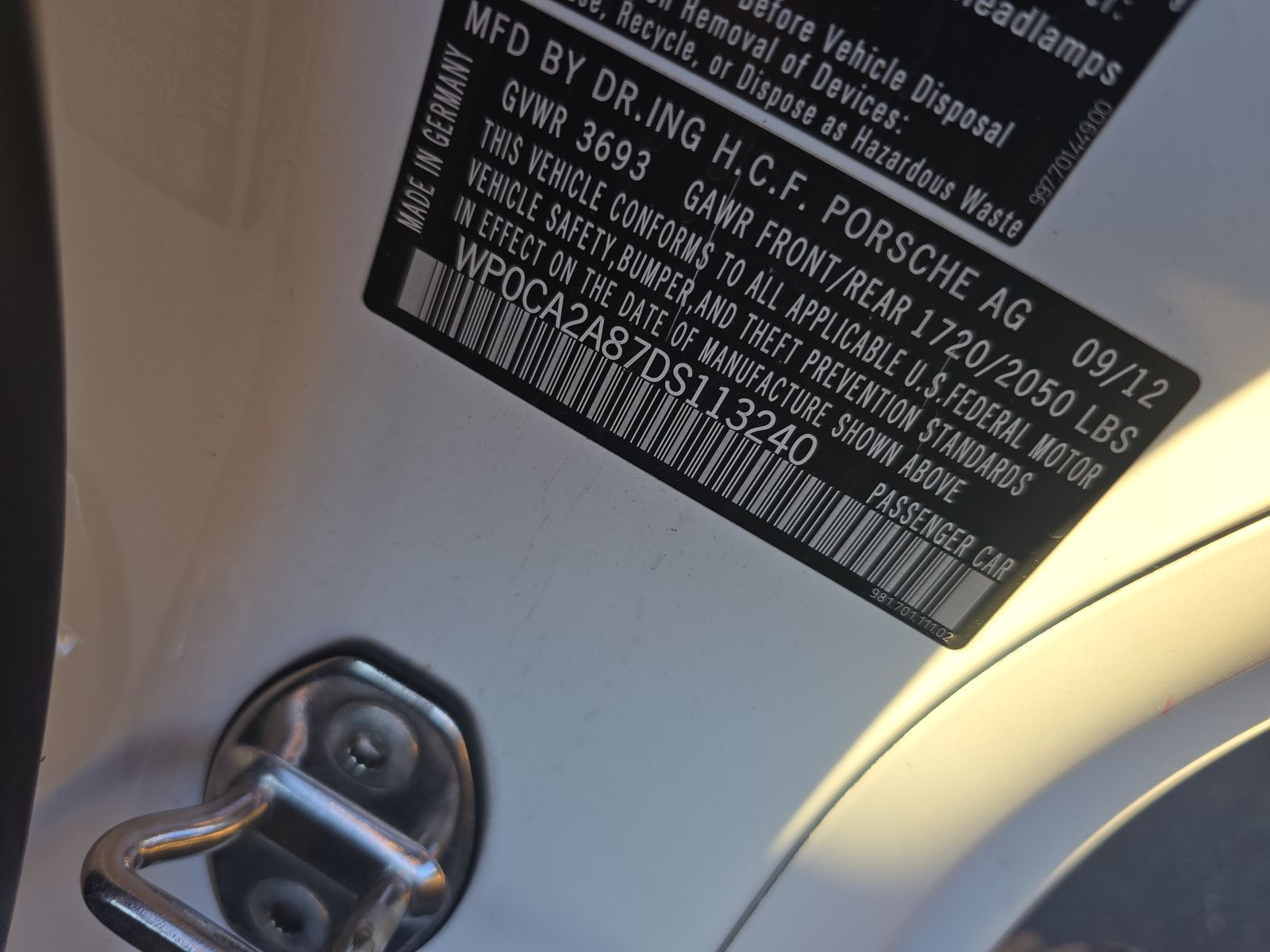 2013 Porsche Boxster Base RWD