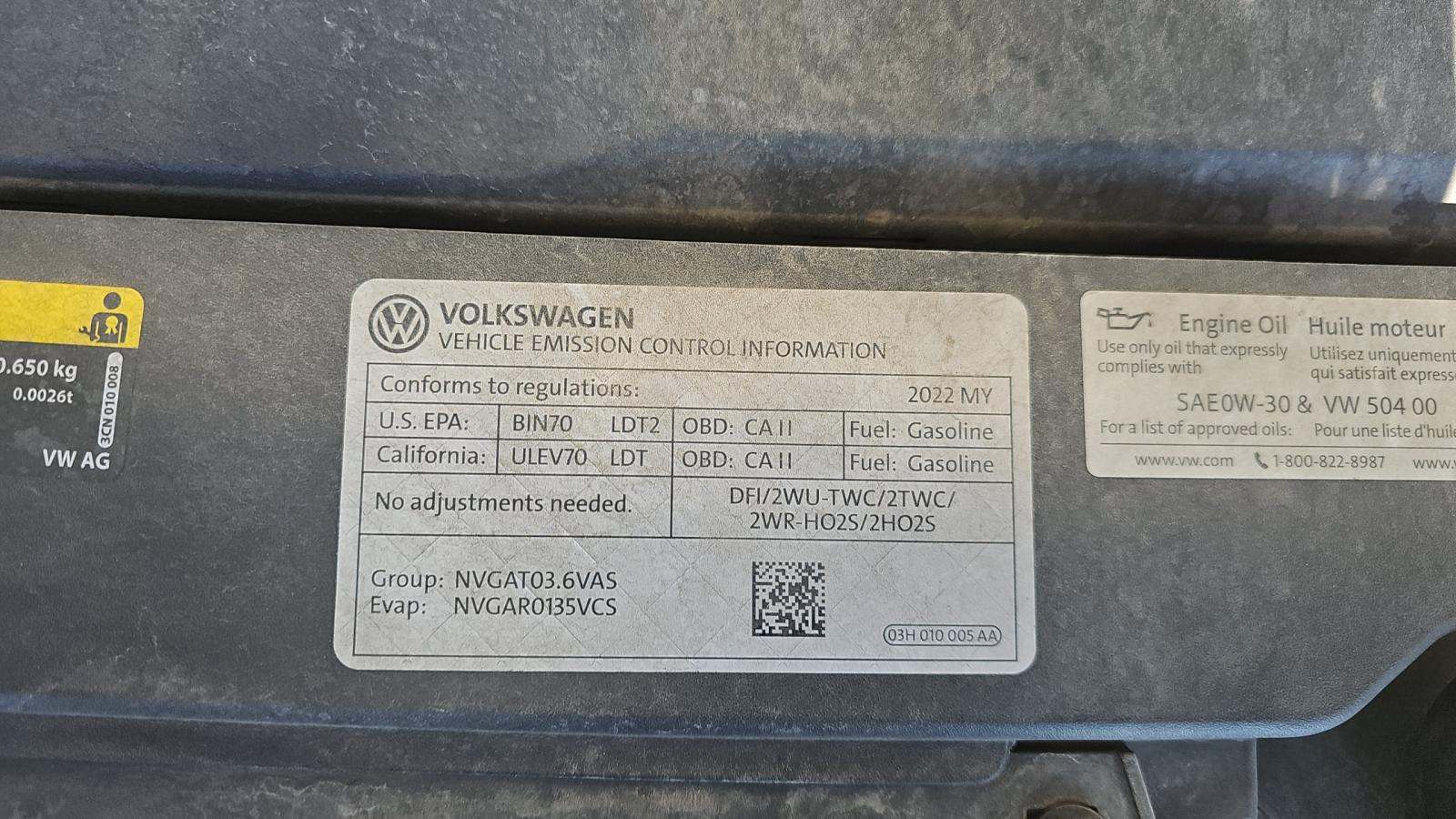 2022 Volkswagen Atlas 3.6L SE AWD