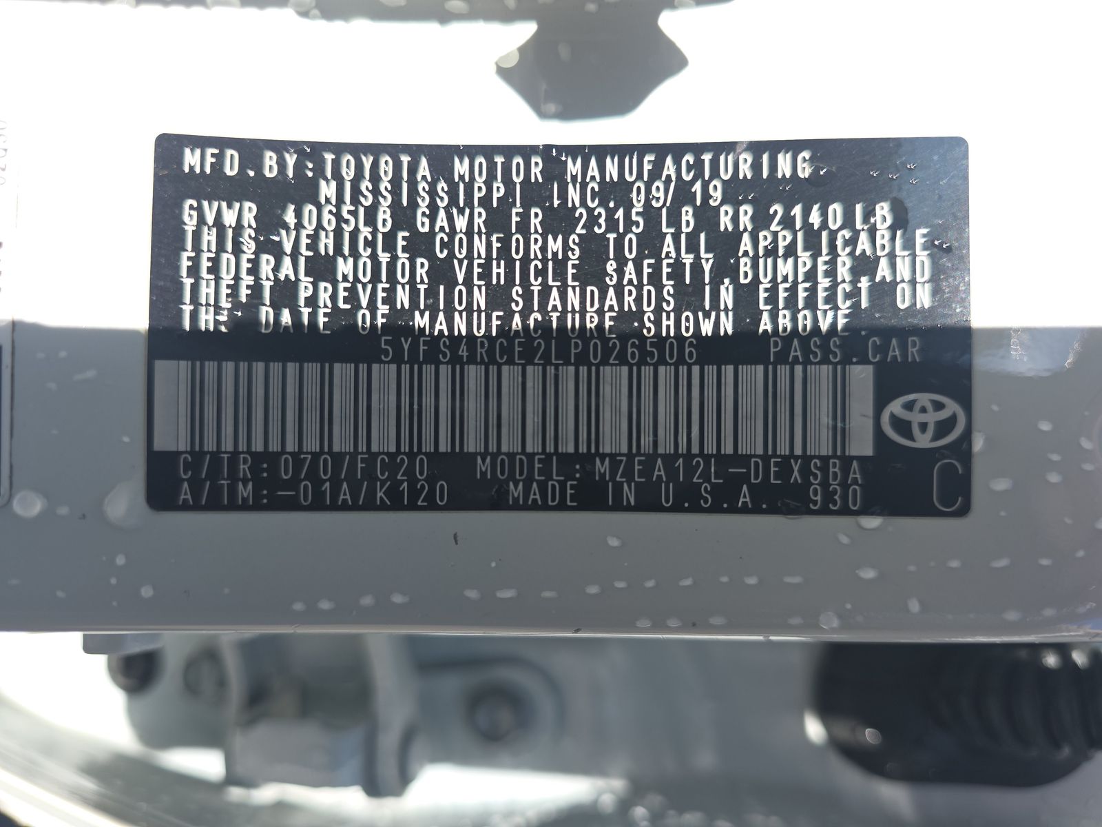 2020 Toyota Corolla SE FWD