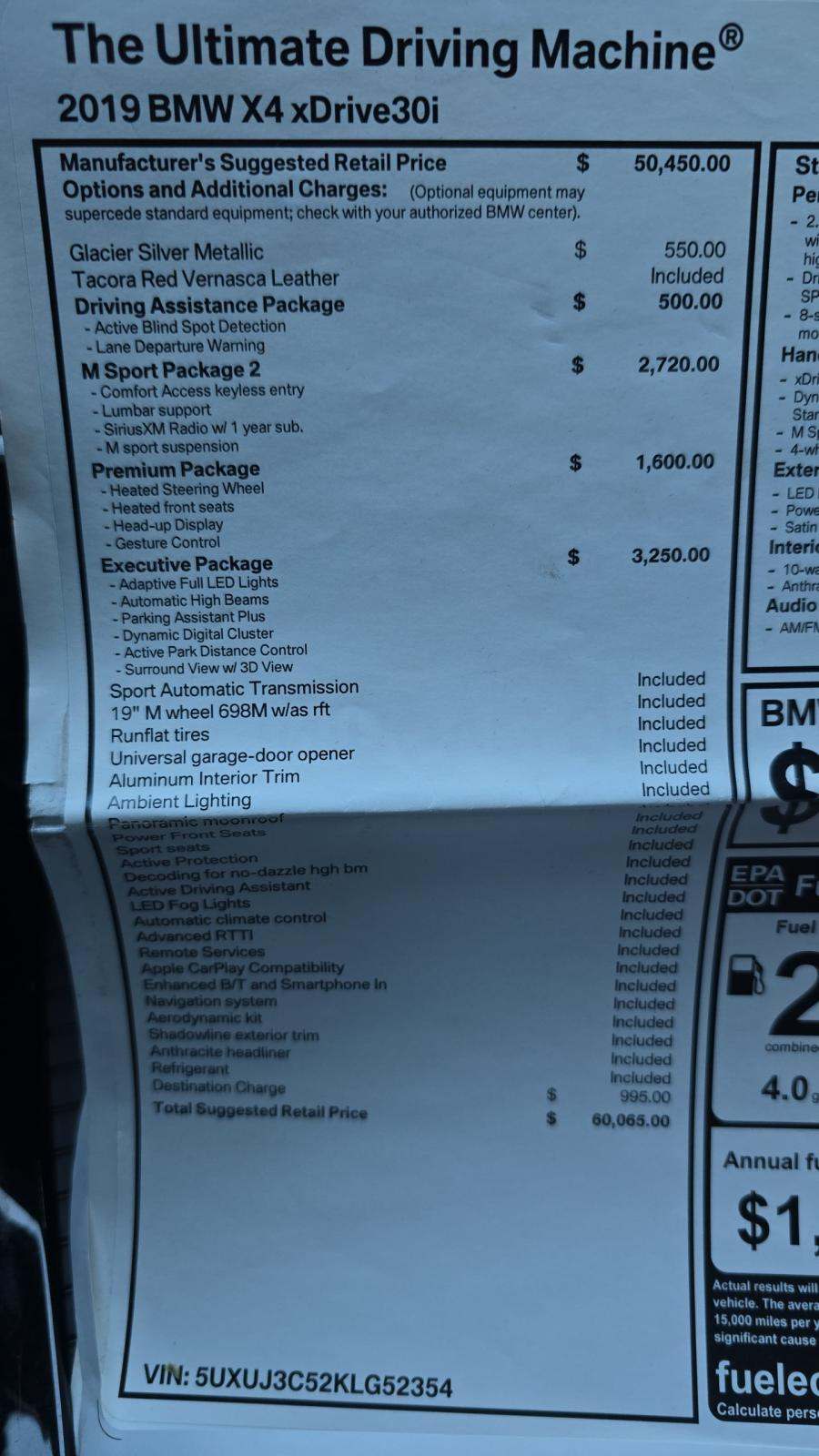 2019 BMW X4 xDrive30i AWD