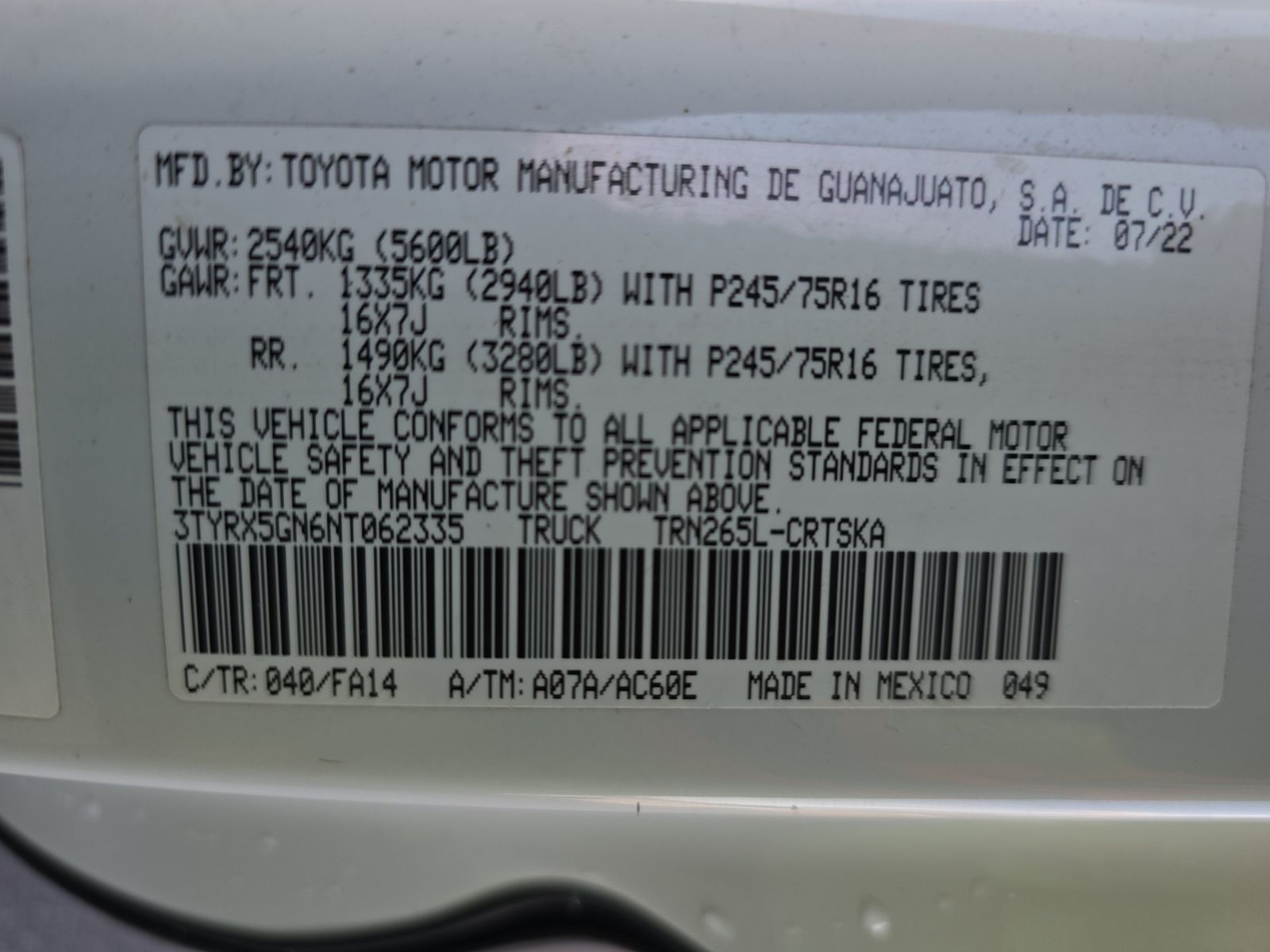 2022 Toyota Tacoma SR RWD