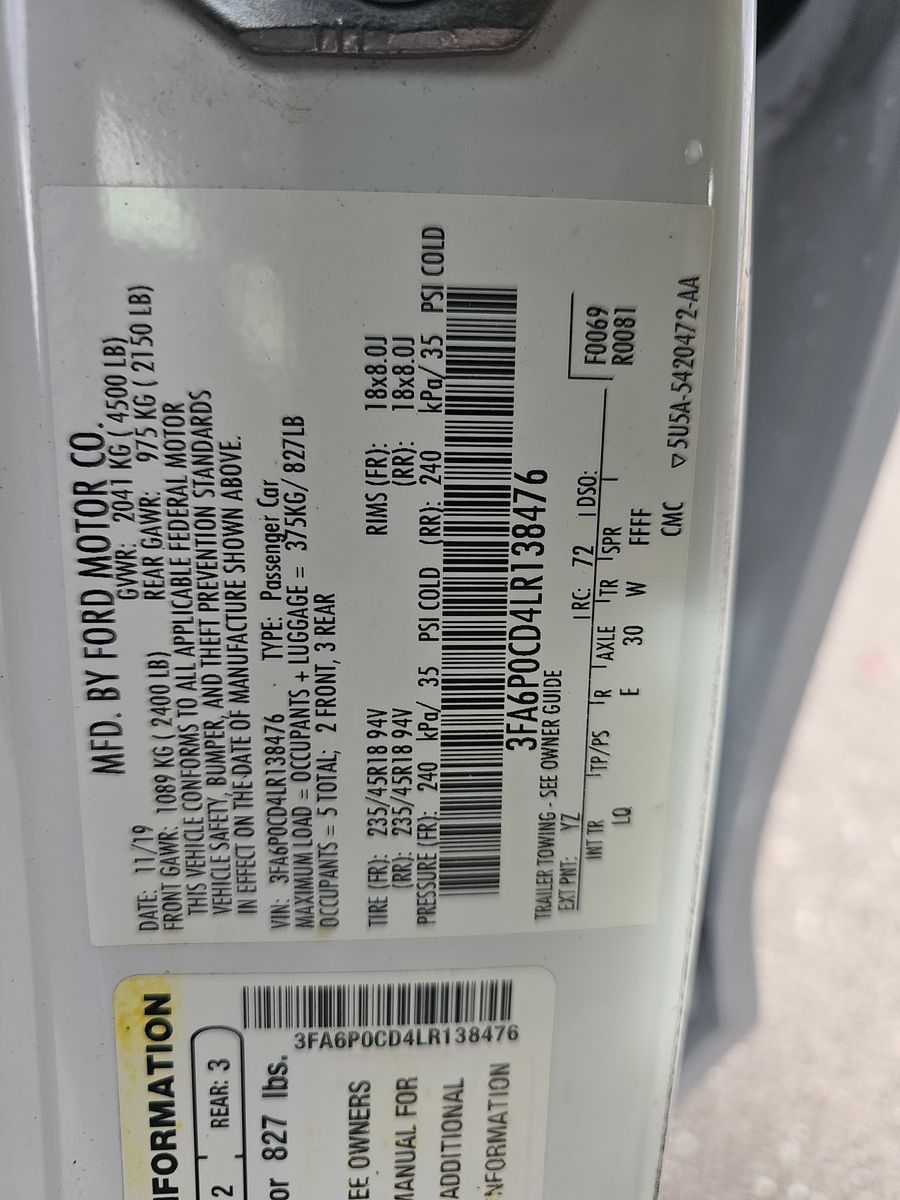 2020 Ford Fusion SEL FWD