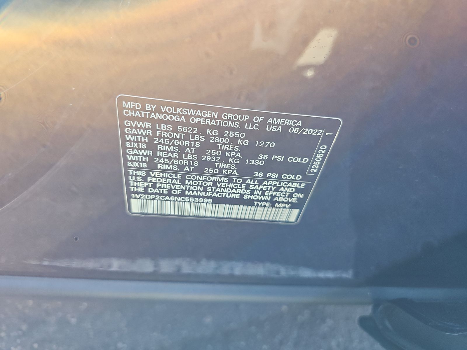 2022 Volkswagen Atlas 2.0T SE FWD