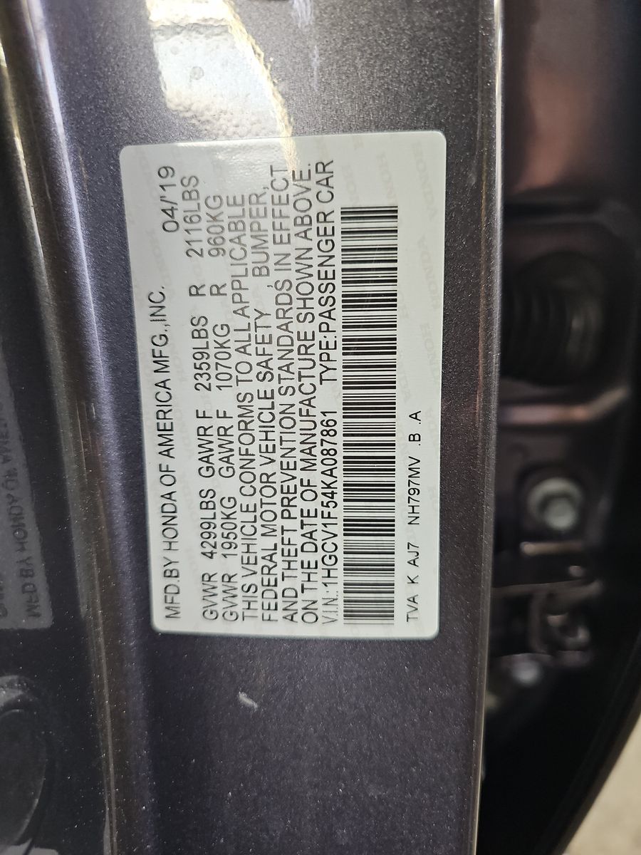 2019 Honda Accord EX-L FWD