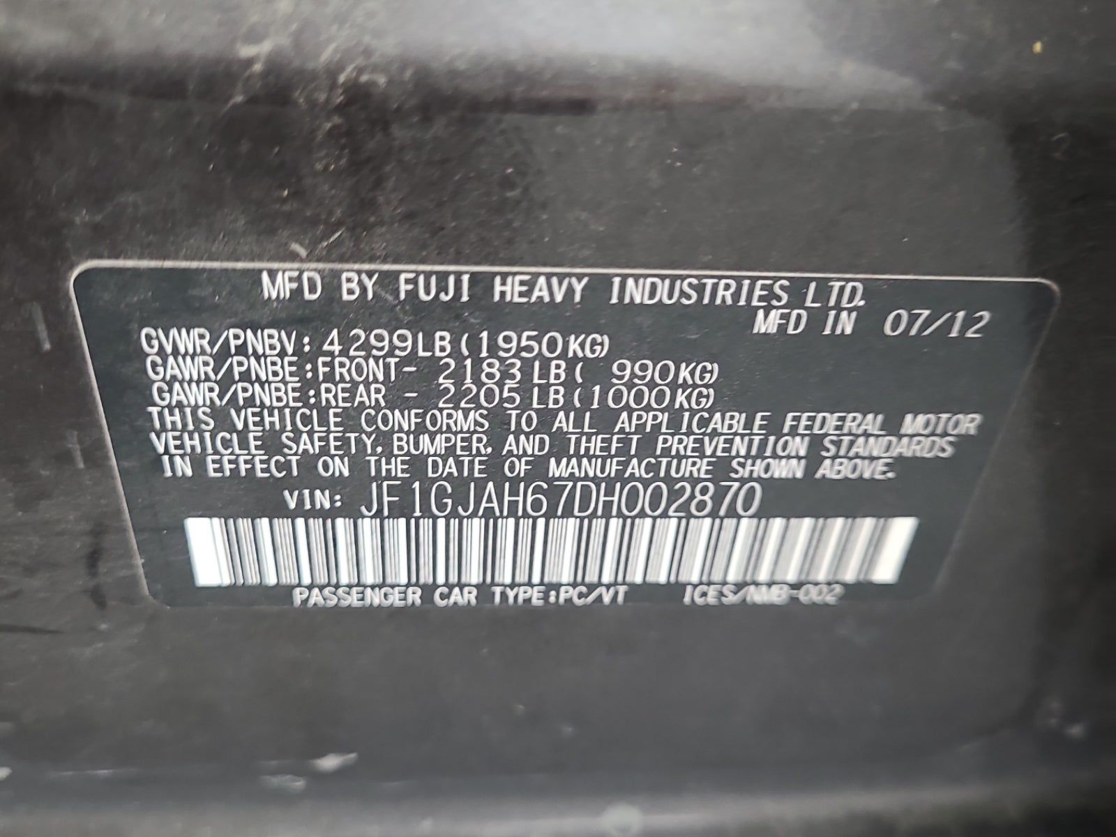 2013 Subaru Impreza 2.0i Limited AWD