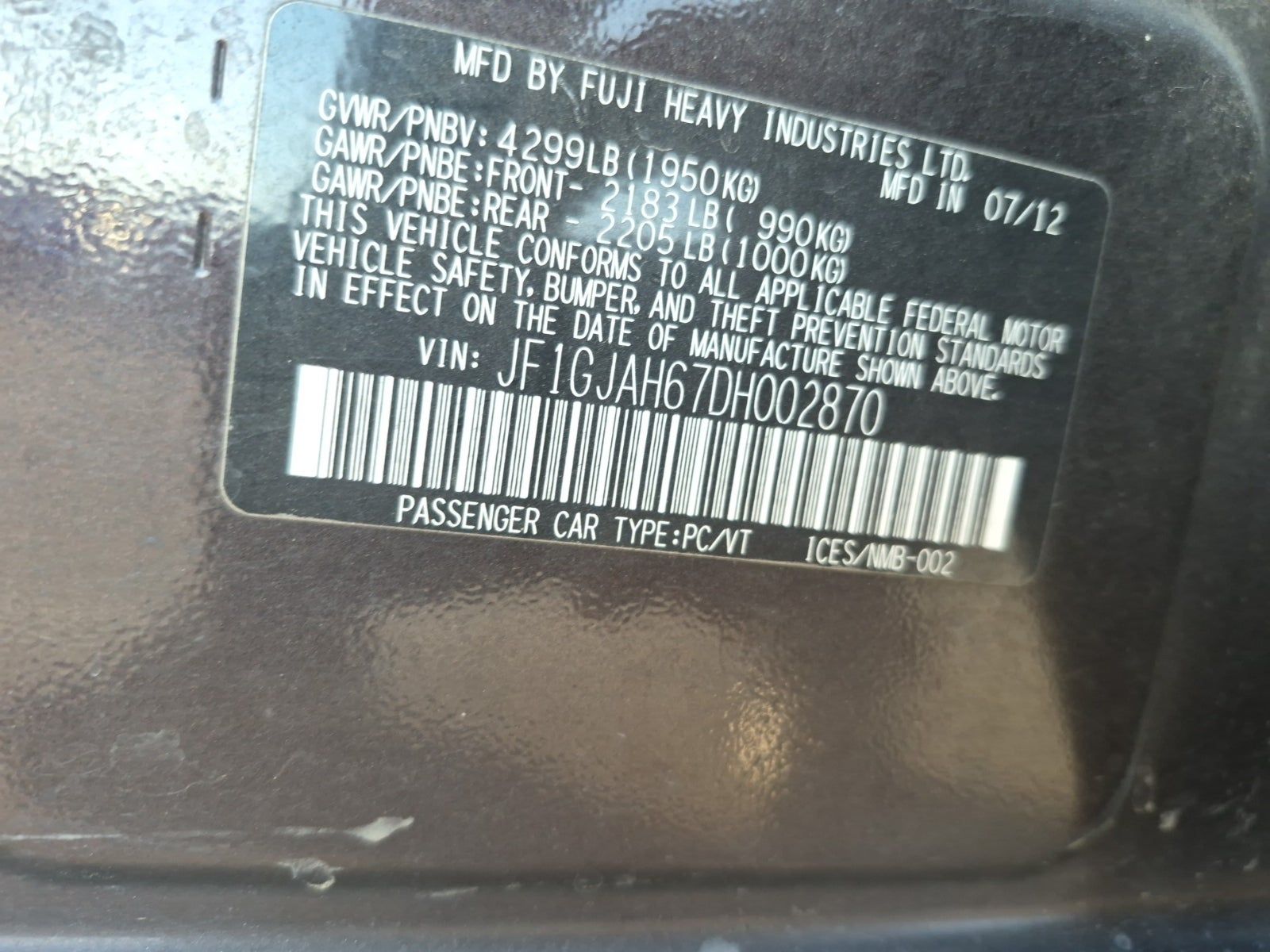 2013 Subaru Impreza 2.0i Limited AWD