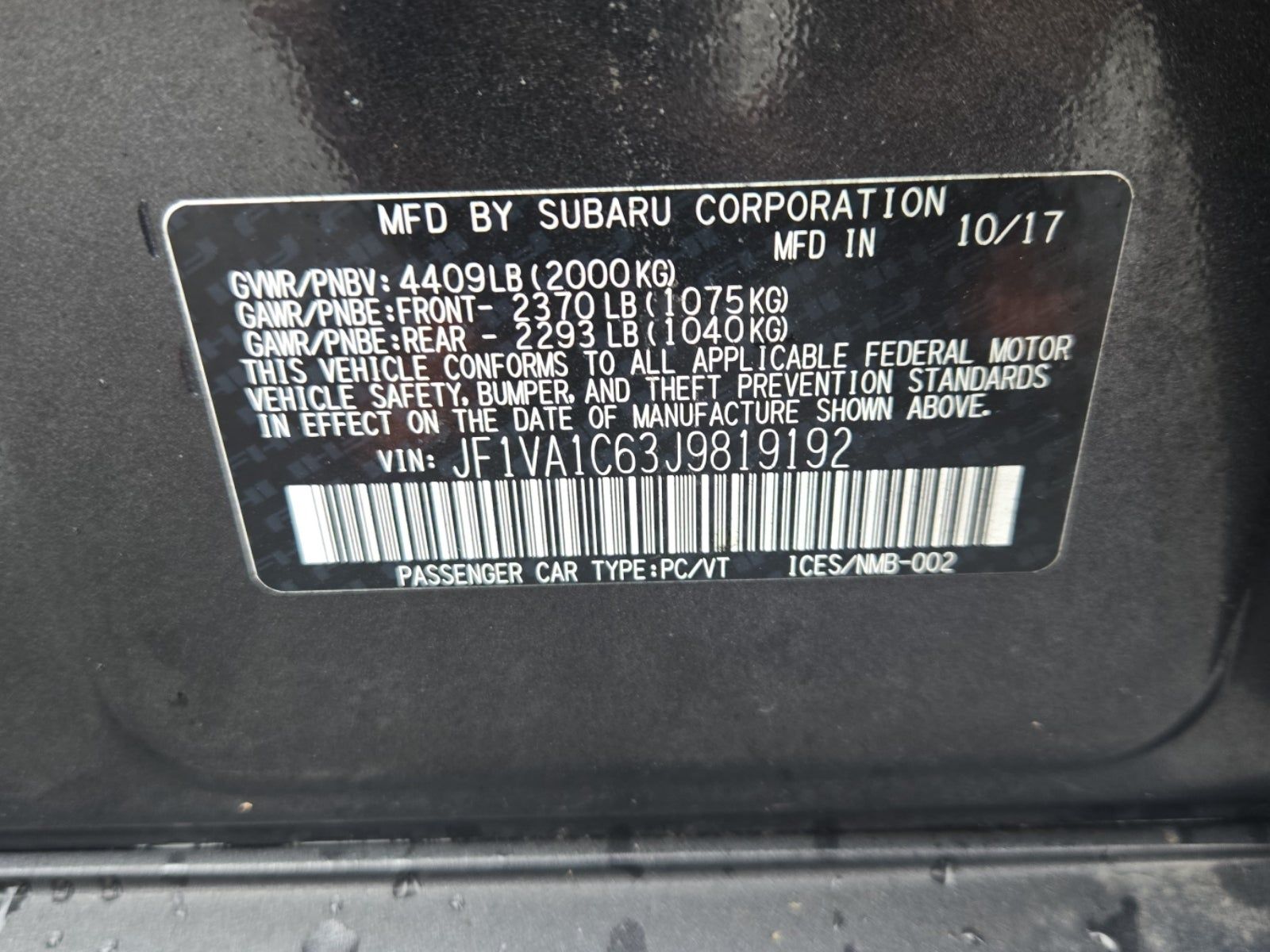 2018 Subaru WRX Premium AWD